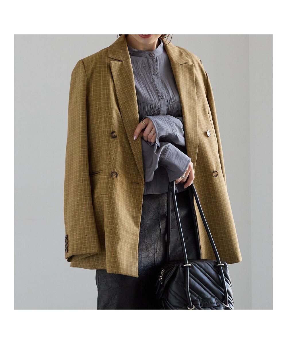 【テチチ/Te chichi】のダブルブレストジャケット(セットアップ可)《2025Autumn catalog vol.2 item》 インテリア・キッズ・メンズ・レディースファッション・服の通販 founy(ファニー) ファッション Fashion レディースファッション Fashion for Women アウター Coat / Outerwear Collection レディースジャケット・軽アウター Jackets 2025年 2025 2025-2026秋冬・A/W Autumn/Winter 2025–26 AW25–26 おすすめ Recommended / Our Picks インナー Innerwear ジャケット Jacket, Outerwear スラックス Slacks, Dress Pants セットアップ Set-Up, Coordinated Outfit ダブル Double, Double-Breasted チェック Check, Plaid, Tartan ワイド Wide, Wide Fit 夏 Summer S/S・春夏 SS, Spring/Summer, Warm Season 無地 Plain, Solid Color 秋 Autumn A/W・秋冬 Autumn/Winter ベージュ|ID: prp329100004714233 ipo3291000000034768984
