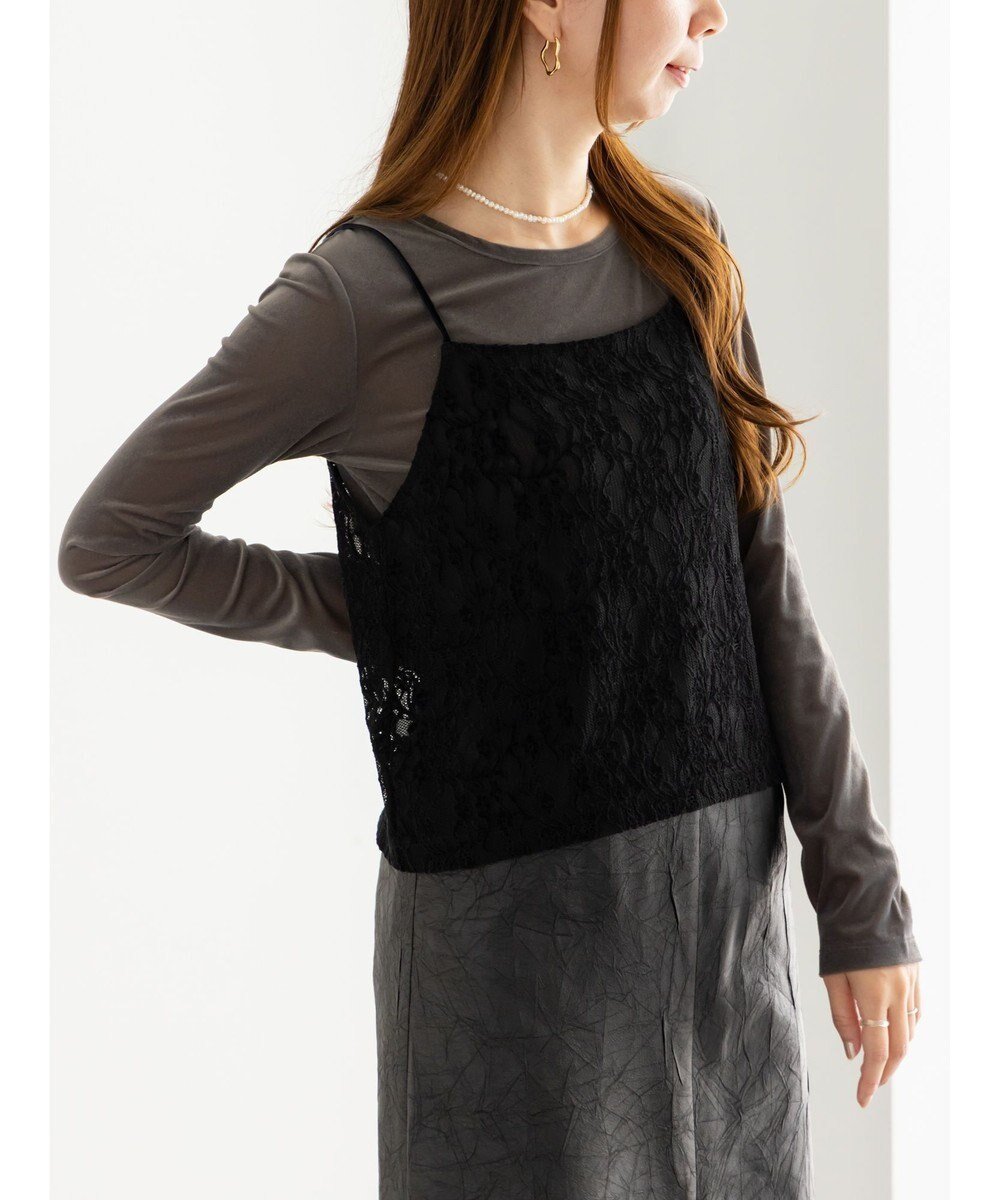 【テチチ/Te chichi】の起毛レース前後2WAYキャミブラウス 人気、トレンドファッション・服の通販 founy(ファニー) ファッション Fashion レディースファッション Fashion for Women トップス・カットソー Cut & Sew Tops キャミソール&ノースリーブ Camisoles & Sleeveless Tops シャツ・ブラウス・オフィスカジュアル Elegant Blouses & Button-Ups インナー Innerwear クラシカル Classical, Vintage-Inspired サテン Satin, Glossy Fabric シンプル Simple, Minimal スクエア Square, Square Shape タートル Turtleneck, Turtle Collar レース Lace, Lace Fabric 冬 Winter / This Winter 夏 Summer S/S・春夏 SS, Spring/Summer, Warm Season A/W・秋冬 Autumn/Winter other-1|ID: prp329100004714237 ipo3291000000034058357