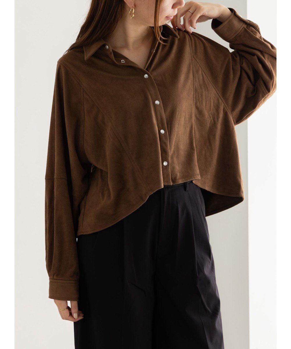 【テチチ/Te chichi】のファブリックアソートクロップトシャツ《2025Autumn catalog vol.2 item》 インテリア・キッズ・メンズ・レディースファッション・服の通販 founy(ファニー) ファッション Fashion レディースファッション Fashion for Women トップス・カットソー Cut & Sew Tops シャツ・ブラウス・オフィスカジュアル Elegant Blouses & Button-Ups 2025年 2025 2025-2026秋冬・A/W Autumn/Winter 2025–26 AW25–26 クロップド Cropped, Short Length フェイクレザー Faux Leather, PU Leather 夏 Summer S/S・春夏 SS, Spring/Summer, Warm Season A/W・秋冬 Autumn/Winter ブラウン|ID: prp329100004714238 ipo3291000000034058363