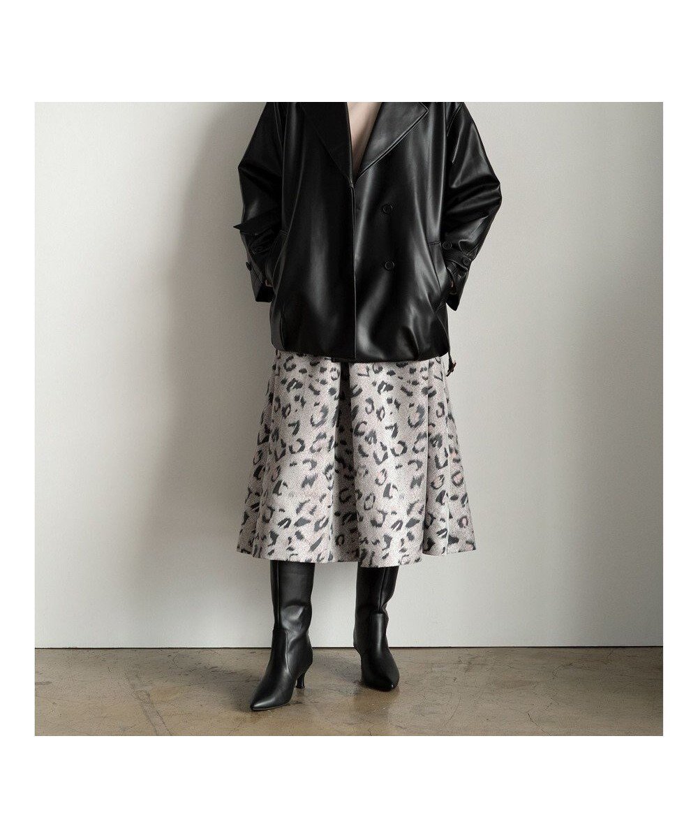 【テチチ/Te chichi】のレオパードジャガードフレアスカート《2025Autumn catalog vol.2 item》 インテリア・キッズ・メンズ・レディースファッション・服の通販 founy(ファニー) 　ファッション　Fashion　レディースファッション　Fashion for Women　スカート　Skirts　Aライン・フレアスカート　A-Line & Flared Skirts　2025年　2025　2025-2026秋冬・A/W　Autumn/Winter 2025–26 AW25–26　シンプル　Simple, Minimal　ジャカード／ジャガード　Jacquard, Woven Pattern　フレア　Flare, Flared　レオパード　Leopard, Animal Print　エレガント 上品　Elegant　夏　Summer　S/S・春夏　SS, Spring/Summer, Warm Season　A/W・秋冬　Autumn/Winter　グレー|ID: prp329100004714244 ipo3291000000034058383