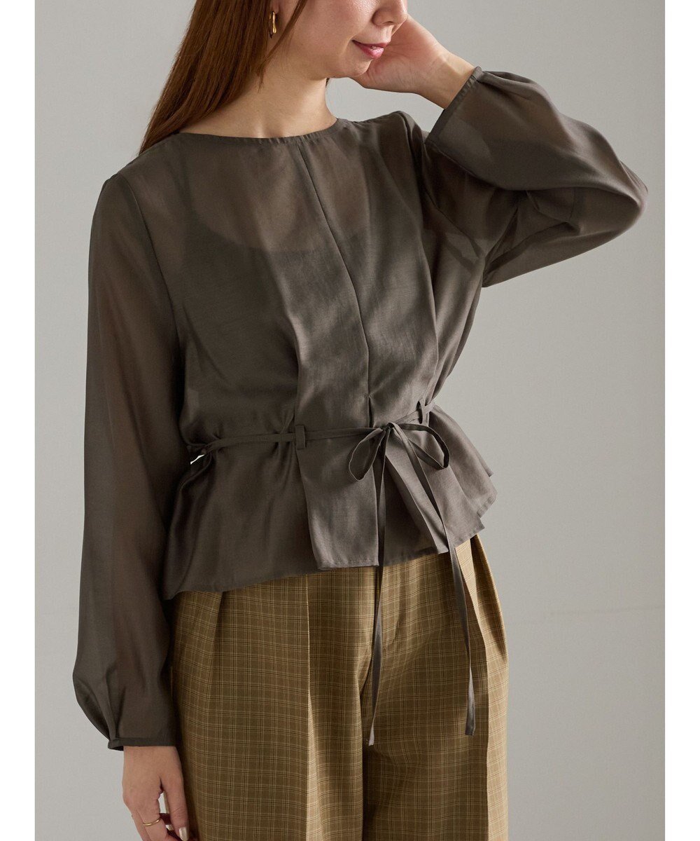 【テチチ/Te chichi】のナローリボンシアーペプラムブラウス《2025Autumn catalog vol.2 item》 インテリア・キッズ・メンズ・レディースファッション・服の通販 founy(ファニー) ファッション Fashion レディースファッション Fashion for Women トップス・カットソー Cut & Sew Tops シャツ・ブラウス・オフィスカジュアル Elegant Blouses & Button-Ups 2025年 2025 2025-2026秋冬・A/W Autumn/Winter 2025–26 AW25–26 シアー Sheer, See-Through デニム Denim, Jeans Material トレンド Trend, Trending Now ペプラム Peplum, Flared Hem 夏 Summer S/S・春夏 SS, Spring/Summer, Warm Season A/W・秋冬 Autumn/Winter チャコールグレー|ID: prp329100004714250 ipo3291000000034058405