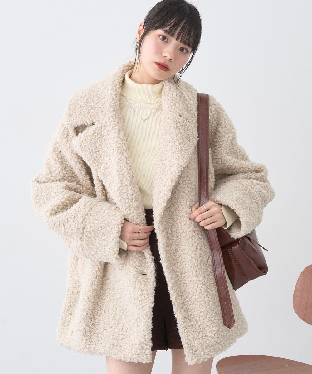 【アースミュージックアンドエコロジー/earth music&ecology】のループファーコート インテリア・キッズ・メンズ・レディースファッション・服の通販 founy(ファニー) 　ファッション　Fashion　レディースファッション　Fashion for Women　アウター　Coat / Outerwear Collection　コート・ロングコート・ピーコート　Long Coats, Peacoats & More　レディースジャケット・軽アウター　Jackets　おすすめ　Recommended / Our Picks　インナー　Innerwear　シンプル　Simple, Minimal　ジャケット　Jacket, Outerwear　ダブル　Double, Double-Breasted　フェミニン　Feminine, Girly　フォルム　Silhouette, Form　フロント　Front, Front Design　ポケット　Pocket, Pocket Detail　ループ　Loop, Loop Knit　人気　Popular, Best Seller　A/W・秋冬　Autumn/Winter　Ivory|ID: prp329100004714261 ipo3291000000035411700