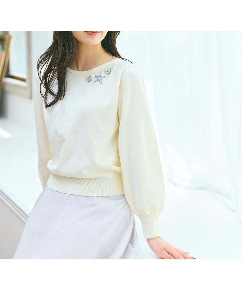 【フェルゥ/Feroux】のブローチデザインニット プルオーバー インテリア・キッズ・メンズ・レディースファッション・服の通販 founy(ファニー) 　ファッション　Fashion　レディースファッション　Fashion for Women　トップス・カットソー　Cut & Sew Tops　ニット　Knit Tops & Sweaters　カジュアルプルオーバー・ニットトップス　Pullovers & Knit Tops / Casual Pullovers　アクセサリー　Fashion Accessories　インナー　Innerwear　クラシカル　Classical, Vintage-Inspired　クラシック　Classic, Timeless Style　スリーブ　Sleeve, Long Sleeve / Short Sleeve　セーター　Sweater, Knitwear　デコルテ　Décolleté, Neckline　バランス　Balance, Style Balance　ビジュー　Bijou, Jewel-like Accent　ブローチ　Brooch, Pin Brooch　ロング　Long, Long-Length　エレガント 上品　Elegant　無地　Plain, Solid Color　A/W・秋冬　Autumn/Winter　アイボリー系|ID: prp329100004714265 ipo3291000000034058464