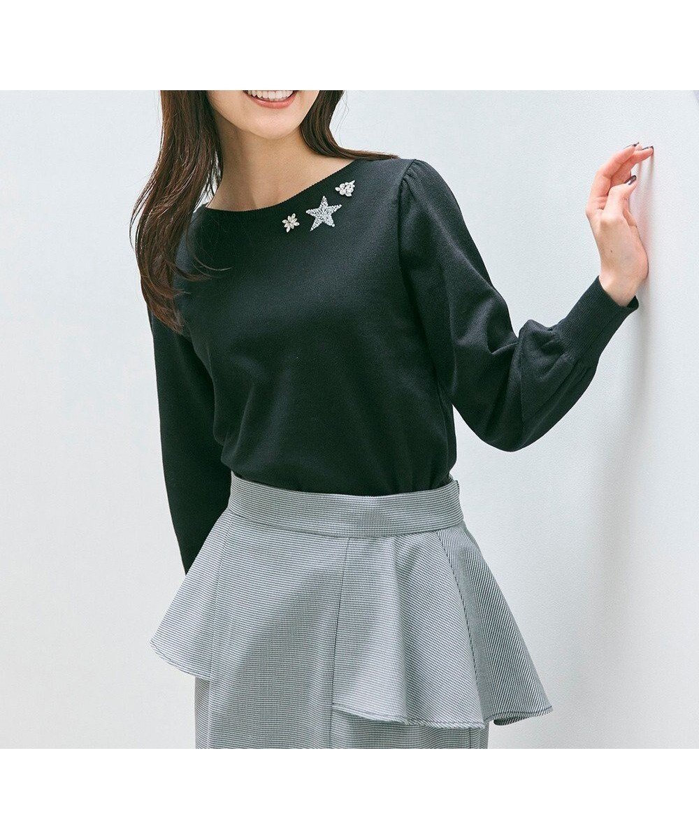 【フェルゥ/Feroux】のブローチデザインニット プルオーバー インテリア・キッズ・メンズ・レディースファッション・服の通販 founy(ファニー) 　ファッション　Fashion　レディースファッション　Fashion for Women　トップス・カットソー　Cut & Sew Tops　ニット　Knit Tops & Sweaters　カジュアルプルオーバー・ニットトップス　Pullovers & Knit Tops / Casual Pullovers　アクセサリー　Fashion Accessories　インナー　Innerwear　クラシカル　Classical, Vintage-Inspired　クラシック　Classic, Timeless Style　スリーブ　Sleeve, Long Sleeve / Short Sleeve　セーター　Sweater, Knitwear　デコルテ　Décolleté, Neckline　バランス　Balance, Style Balance　ビジュー　Bijou, Jewel-like Accent　ブローチ　Brooch, Pin Brooch　ロング　Long, Long-Length　エレガント 上品　Elegant　無地　Plain, Solid Color　A/W・秋冬　Autumn/Winter　ブラック系|ID: prp329100004714265 ipo3291000000035546766