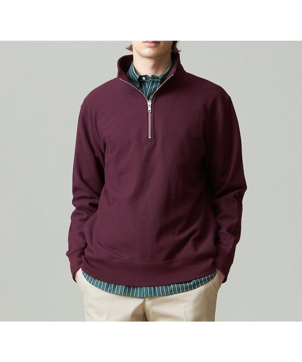 【ジェイ プレス/J.PRESS / MEN】の【J.PRESS PREMIUM JERSEY】ハーフジップ トレーナー インテリア・キッズ・メンズ・レディースファッション・服の通販 founy(ファニー) 　ファッション　Fashion　メンズファッション　Fashion for Men　トップス・カットソー　Cut & Sew Tops　インナー　Innerwear　春　Spring　畦　Ribbed Knit　スウェット / スエット　Sweatshirt, Sweatwear　トレーナー　Sweatshirt, Trainer　フィット　Fit, Slim Fit　レギュラー　Regular, Standard Fit　A/W・秋冬　Autumn/Winter　S/S・春夏　SS, Spring/Summer, Warm Season　夏　Summer　エレガント 上品　Elegant　ワイン系|ID: prp329100004714343 ipo3291000000034058907