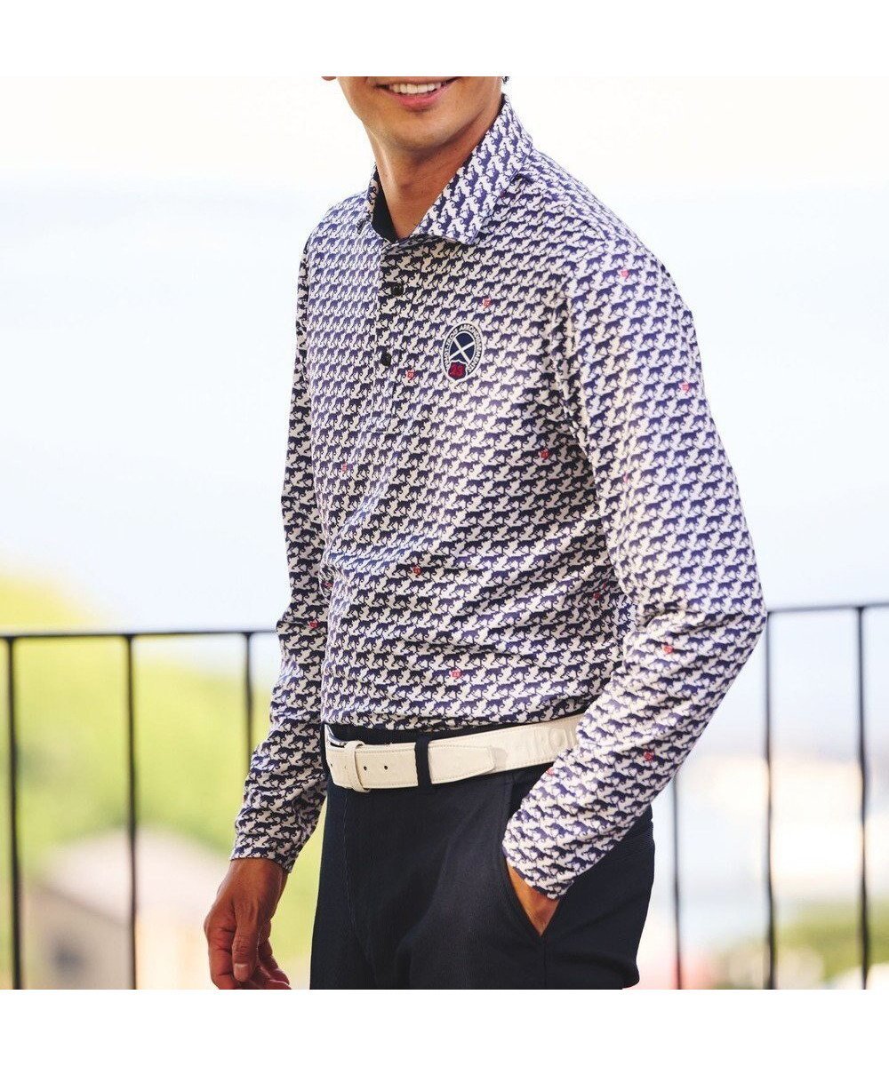 【23区 ゴルフ/23区GOLF / MEN】の【MEN】【吸水速乾/UVカット】ハウンドトゥース柄シャツ インテリア・キッズ・メンズ・レディースファッション・服の通販 founy(ファニー) 　ファッション　Fashion　メンズファッション　Fashion for Men　トップス・カットソー　Cut & Sew Tops　メンズシャツ　Shirts　ポロシャツ / きれいめカジュアルスタイル　Polo Shirts　ハウンドトゥース　Houndstooth, Dogtooth Check　ポロシャツ　Polo Shirt, Collared Tee　モチーフ　Motif, Design Theme　吸水　Absorbent, Quick-Dry　犬　Dog　A/W・秋冬　Autumn/Winter　ホワイト系5|ID: prp329100004714345 ipo3291000000034058912
