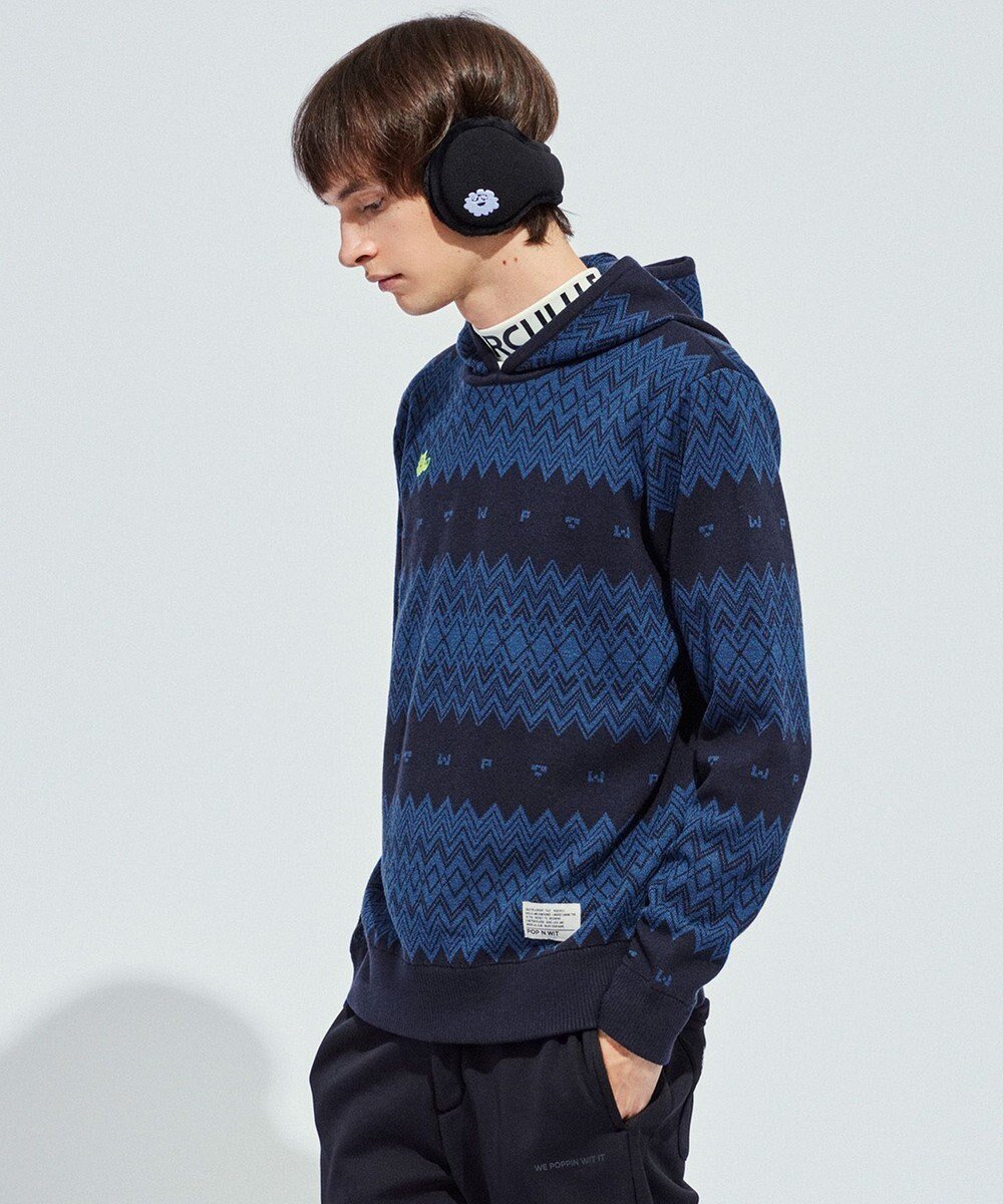 【ピーダブリュサーキュラス/PW CIRCULUS / MEN】の【手洗い可】【MEN】フェアアイルニットフーディ インテリア・キッズ・メンズ・レディースファッション・服の通販 founy(ファニー) 　ファッション　Fashion　メンズファッション　Fashion for Men　トップス・カットソー　Cut & Sew Tops　ニット・セーター / 定番トップス　Knit Tops & Sweaters　セーター　Sweater, Knitwear　プリント　Print, Printed Pattern　ラウンド　Round, Round Neck　冬　Winter / This Winter　A/W・秋冬　Autumn/Winter　ネイビー系5|ID: prp329100004714348 ipo3291000000034295196