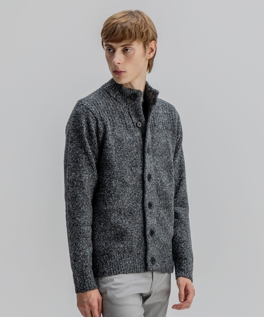 【ジョゼフ オム/JOSEPH HOMME / MEN】の【WEB・一部店舗限定 】 シャギーメランジ ハイネックカーディガン インテリア・キッズ・メンズ・レディースファッション・服の通販 founy(ファニー) 　ファッション　Fashion　メンズファッション　Fashion for Men　トップス・カットソー　Cut & Sew Tops　ニット・セーター / 定番トップス　Knit Tops & Sweaters　カーディガン / 羽織り　Cardigans　カーディガン　Cardigan, Knitwear　シンプル　Simple, Minimal　スタンダード　Standard, Basic　スタンド　Stand Collar, Upright Stand　スペシャル　Special, Limited Edition　セーター　Sweater, Knitwear　ハイネック　High Neck, Mock Neck　ヨーク　Yoke, Yoke Design　レギュラー　Regular, Standard Fit　ワッフル　Waffle, Waffle Knit　A/W・秋冬　Autumn/Winter　ブラック系|ID: prp329100004714355 ipo3291000000034685478