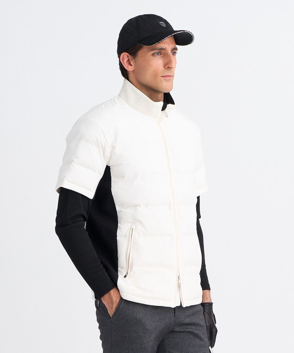 【23区 ゴルフ/23区GOLF / MEN】の【MEN】半袖パディングブルゾン インテリア・キッズ・メンズ・レディースファッション・服の通販 founy(ファニー) 　ファッション　Fashion　メンズファッション　Fashion for Men　アウター　Men's Coats Outerwear　ブルゾンジャケット / カジュアルアウター　Bomber Jackets & Blousons　軽量　Lightweight, Ultra Light　シンプル　Simple, Minimal　ジャケット　Jacket, Outerwear　タフタ　Taffeta, Structured Fabric　ダウン　Down, Puffer　ドローコード　Drawcord, Drawstring Cord　ブルゾン　Blouson, Bomber Jacket　半袖　Short Sleeve, Half Sleeve　ラウンド　Round, Round Neck　A/W・秋冬　Autumn/Winter　新作・新入荷　New Arrivals / New In　エレガント 上品　Elegant　ゴルフ　Golf　ホワイト系|ID: prp329100004714357 ipo3291000000034058988
