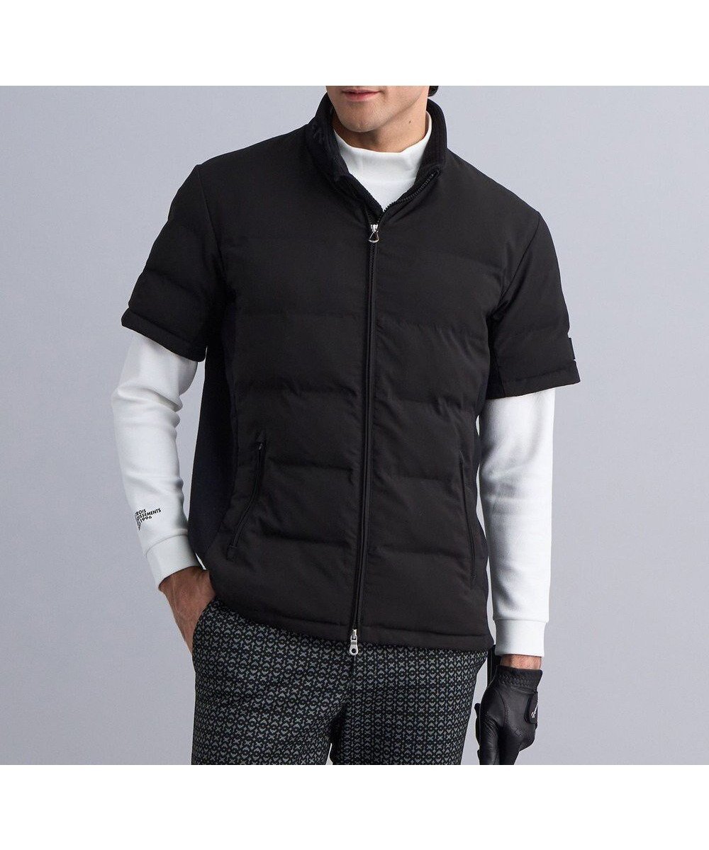 【23区 ゴルフ/23区GOLF / MEN】の【MEN】半袖パディングブルゾン インテリア・キッズ・メンズ・レディースファッション・服の通販 founy(ファニー) 　ファッション　Fashion　メンズファッション　Fashion for Men　アウター　Men's Coats Outerwear　ブルゾンジャケット / カジュアルアウター　Bomber Jackets & Blousons　軽量　Lightweight, Ultra Light　シンプル　Simple, Minimal　ジャケット　Jacket, Outerwear　タフタ　Taffeta, Structured Fabric　ダウン　Down, Puffer　ドローコード　Drawcord, Drawstring Cord　ブルゾン　Blouson, Bomber Jacket　半袖　Short Sleeve, Half Sleeve　ラウンド　Round, Round Neck　A/W・秋冬　Autumn/Winter　新作・新入荷　New Arrivals / New In　エレガント 上品　Elegant　ゴルフ　Golf　ブラック系|ID: prp329100004714357 ipo3291000000034058991