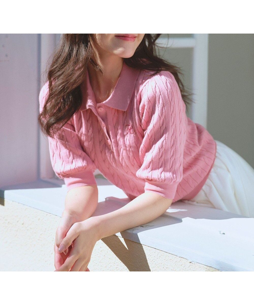 【フェルゥ/Feroux】の胸元刺繍ケーブルポロ ニット 人気、トレンドファッション・服の通販 founy(ファニー) ファッション Fashion レディースファッション Fashion for Women トップス・カットソー Cut & Sew Tops ニット Knit Tops & Sweaters 春 Spring コンパクト Compact, Small Size セーター Sweater, Knitwear バルーン Balloon, Balloon Silhouette ベーシック Basic, Essential ボトム Bottoms, Lower Wear 半袖 Short Sleeve, Half Sleeve S/S・春夏 SS, Spring/Summer, Warm Season おすすめ Recommended / Our Picks 夏 Summer other-1|ID: prp329100004714381 ipo3291000000034296137