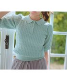 【フェルゥ/Feroux】の胸元刺繍ケーブルポロ ニット ライトグリーン系|ID: prp329100004714381 ipo3291000000034296139