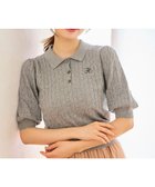 【フェルゥ/Feroux】の胸元刺繍ケーブルポロ ニット グレー系|ID: prp329100004714381 ipo3291000000034296140