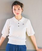 【フェルゥ/Feroux】の胸元刺繍ケーブルポロ ニット ホワイト系|ID: prp329100004714381 ipo3291000000034296141
