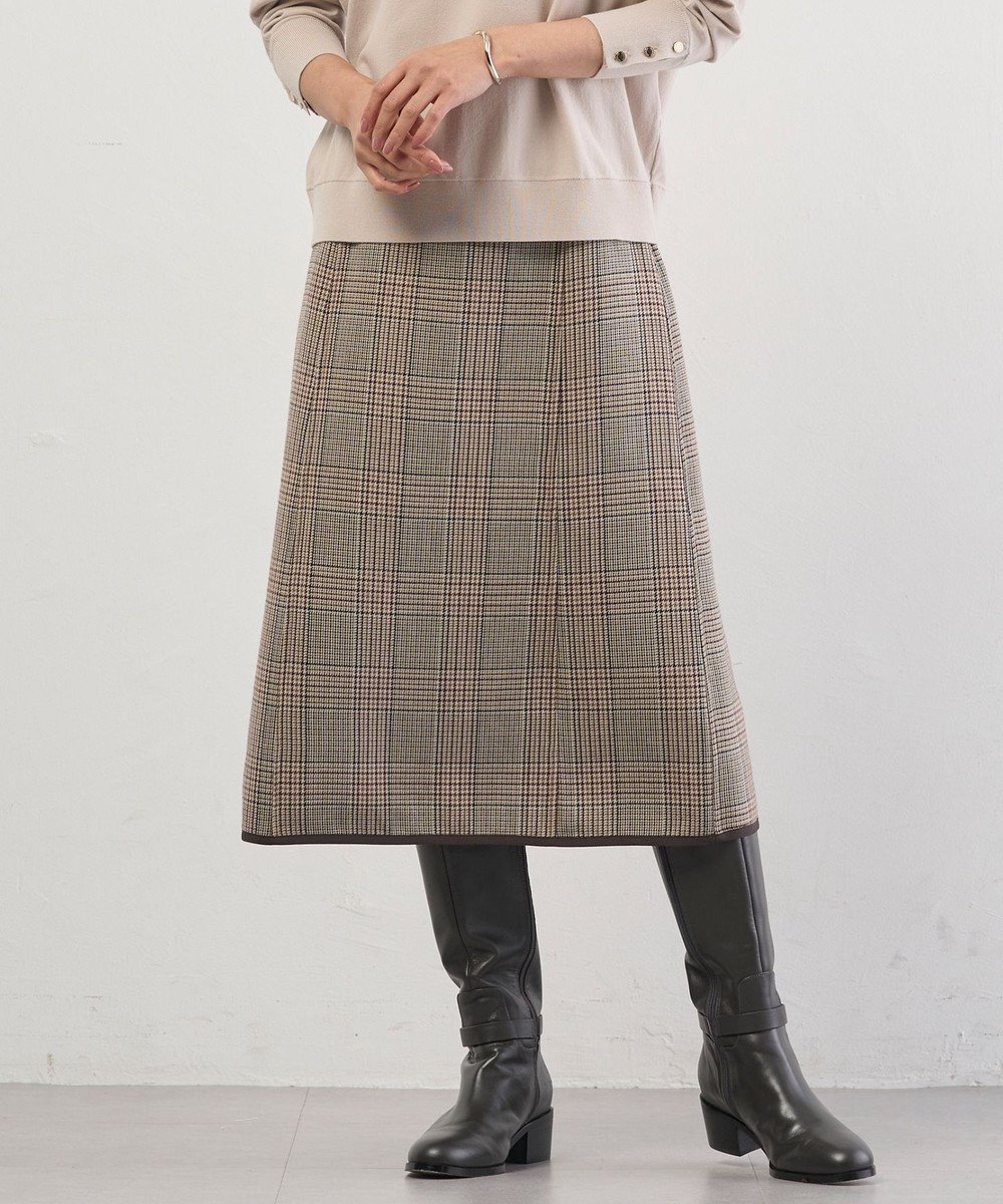 【ジェイ プレス/J.PRESS】の【リバーシブル】リバーチェック スカート インテリア・キッズ・メンズ・レディースファッション・服の通販 founy(ファニー) 　ファッション　Fashion　レディースファッション　Fashion for Women　スカート　Skirts　クラシカル　Classical, Vintage-Inspired　シンプル　Simple, Minimal　ダブル　Double, Double-Breasted　チェック　Check, Plaid, Tartan　ドレープ　Drape, Draping Fabric　フェイス　Face, Facial Design　フレア　Flare, Flared　リバーシブル　Reversible, Two-Sided　A/W・秋冬　Autumn/Winter　エレガント 上品　Elegant　ベージュ系|ID: prp329100004714398 ipo3291000000035515165
