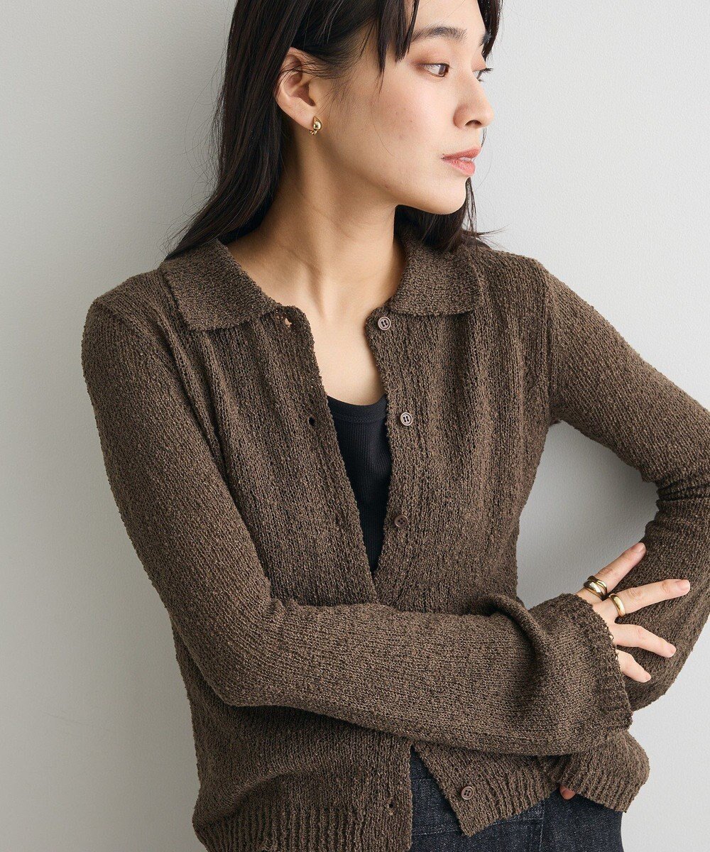 【クラフトスタンダードブティック/CRAFT STANDARD BOUTIQUE】のブークレヤーン衿付きニットカーディガン インテリア・キッズ・メンズ・レディースファッション・服の通販 founy(ファニー) ファッション Fashion レディースファッション Fashion for Women トップス・カットソー Cut & Sew Tops ニット Knit Tops & Sweaters カーディガン・羽織り Layered Style Cardigans イエロー Yellow カーディガン Cardigan, Knitwear キャミソール Camisole, Spaghetti Strap Top コンパクト Compact, Small Size ショート Short, Short Length シンプル Simple, Minimal トレンド Trend, Trending Now ポケット Pocket, Pocket Detail A/W・秋冬 Autumn/Winter Brown|ID: prp329100004714399 ipo3291000000034059326
