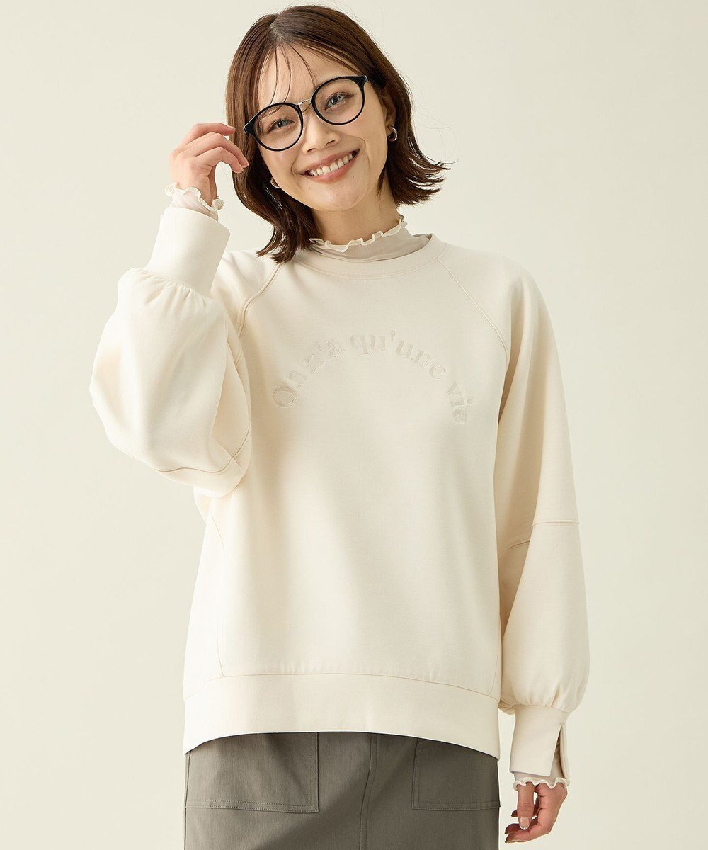 【エニー/ANY】のロゴ刺繍ダンボールトレーナー インテリア・キッズ・メンズ・レディースファッション・服の通販 founy(ファニー) 　ファッション　Fashion　レディースファッション　Fashion for Women　トップス・カットソー　Cut & Sew Tops　レディースパーカー・カジュアルフーディー　Casual Hoodies & Sweatshirts　スウェット・クルーネックトップス　Sweatshirts & Crewnecks / Relaxed Fit Sweat Tops　インナー　Innerwear　スウェット / スエット　Sweatshirt, Sweatwear　ストレッチ　Stretch, Stretchy Fabric　スリット　Slit, Slit Detail　デニム　Denim, Jeans Material　トレーナー　Sweatshirt, Trainer　ボトム　Bottoms, Lower Wear　ワンポイント　One Point, Statement Accent　A/W・秋冬　Autumn/Winter　おすすめ　Recommended / Our Picks　エレガント 上品　Elegant　エクリュ|ID: prp329100004714400 ipo3291000000034059331