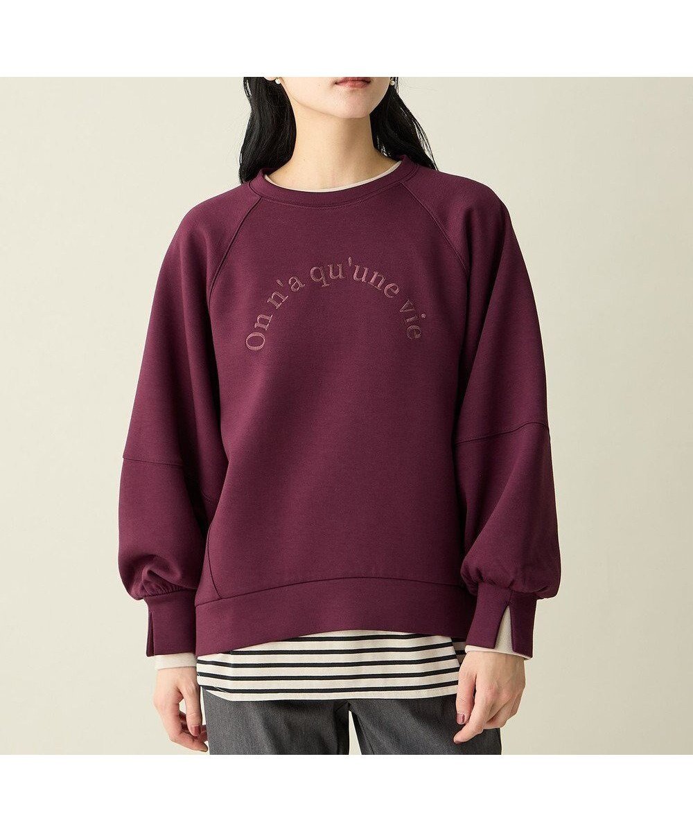 【エニー/ANY】のロゴ刺繍ダンボールトレーナー インテリア・キッズ・メンズ・レディースファッション・服の通販 founy(ファニー) 　ファッション　Fashion　レディースファッション　Fashion for Women　トップス・カットソー　Cut & Sew Tops　レディースパーカー・カジュアルフーディー　Casual Hoodies & Sweatshirts　スウェット・クルーネックトップス　Sweatshirts & Crewnecks / Relaxed Fit Sweat Tops　インナー　Innerwear　スウェット / スエット　Sweatshirt, Sweatwear　ストレッチ　Stretch, Stretchy Fabric　スリット　Slit, Slit Detail　デニム　Denim, Jeans Material　トレーナー　Sweatshirt, Trainer　ボトム　Bottoms, Lower Wear　ワンポイント　One Point, Statement Accent　A/W・秋冬　Autumn/Winter　おすすめ　Recommended / Our Picks　エレガント 上品　Elegant　ワイン|ID: prp329100004714400 ipo3291000000034059332