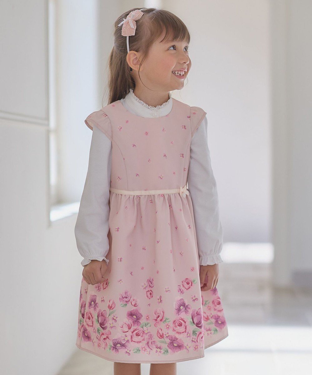 【エニィ/ANY / KIDS】のフラワー プリント ワンピース インテリア・キッズ・メンズ・レディースファッション・服の通販 founy(ファニー) 　ファッション　Fashion　キッズファッション　Fashion for Kids　ワンピース　Dresses　おすすめ　Recommended / Our Picks　ギャザー　Gathered, Ruffled　セレモニー　Ceremony　フェミニン　Feminine, Girly　フラワー　Flower, Floral　プリント　Print, Printed Pattern　リボン　Ribbon, Bow　エレガント 上品　Elegant　入学式　Entrance Ceremony　切替　Switching, Contrast Panel　夏　Summer　春　Spring　S/S・春夏　SS, Spring/Summer, Warm Season　洗える　Machine Washable　結婚式　Wedding　ピンク|ID: prp329100004715548 ipo3291000000034069622