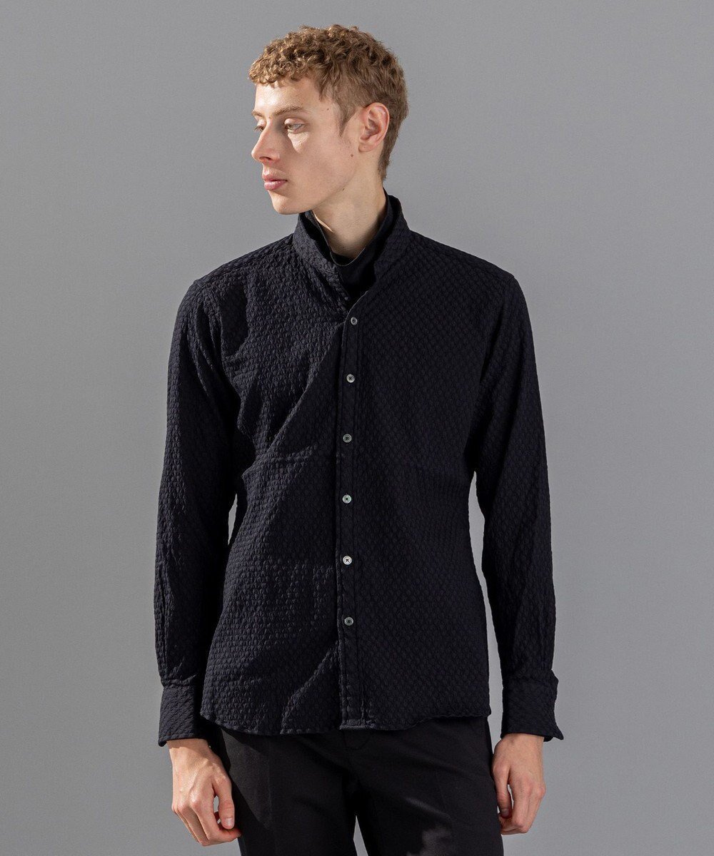 【ジョゼフ オム/JOSEPH HOMME / MEN】のトライジャガードストレッチ ウィングカラーシャツ インテリア・キッズ・メンズ・レディースファッション・服の通販 founy(ファニー) 　ファッション　Fashion　メンズファッション　Fashion for Men　トップス・カットソー　Cut & Sew Tops　メンズシャツ　Shirts　シェイプ　Shape, Slim Fit　シンプル　Simple, Minimal　ジャケット　Jacket, Outerwear　ストレッチ　Stretch, Stretchy Fabric　トライアングル　Triangle, Triangular Shape　A/W・秋冬　Autumn/Winter　長袖　Long Sleeve, Full Sleeve　ブラック系|ID: prp329100004715567 ipo3291000000034594987