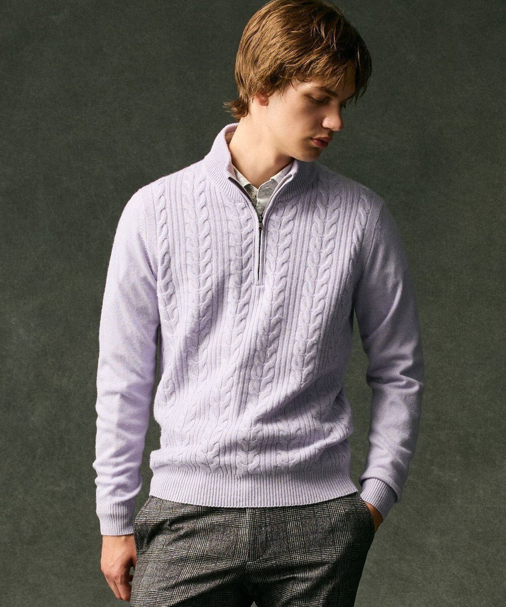 【ジョセフ アブード/JOSEPH ABBOUD / MEN】の【暖か/軽量】カシミヤブレンド ハーフジップ ニット インテリア・キッズ・メンズ・レディースファッション・服の通販 founy(ファニー) 　ファッション　Fashion　メンズファッション　Fashion for Men　トップス・カットソー　Cut & Sew Tops　ニット・セーター / 定番トップス　Knit Tops & Sweaters　軽量　Lightweight, Ultra Light　ジャケット　Jacket, Outerwear　スタンド　Stand Collar, Upright Stand　スマート　Smart, Elegant　セーター　Sweater, Knitwear　ハイネック　High Neck, Mock Neck　A/W・秋冬　Autumn/Winter　おすすめ　Recommended / Our Picks　エレガント 上品　Elegant　ライラック系|ID: prp329100004715580 ipo3291000000035634678