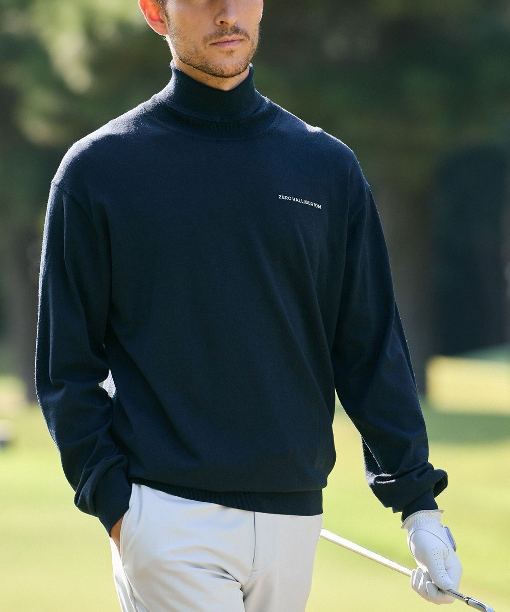【ゼロハリバートン/ZERO HALLIBURTON / MEN】のタートルネックニット ワンラインロゴver. ZHG-M5A4e 85117 インテリア・キッズ・メンズ・レディースファッション・服の通販 founy(ファニー) ファッション Fashion メンズファッション Fashion for Men トップス・カットソー Cut & Sew Tops ニット・セーター / 定番トップス Knit Tops & Sweaters ゴルフ Golf シンプル Simple, Minimal ジャケット Jacket, Outerwear ストレッチ Stretch, Stretchy Fabric セーター Sweater, Knitwear タートルネック Turtleneck, High Neck エレガント 上品 Elegant 洗える Machine Washable A/W・秋冬 Autumn/Winter ネイビー|ID: prp329100004715605 ipo3291000000034242904
