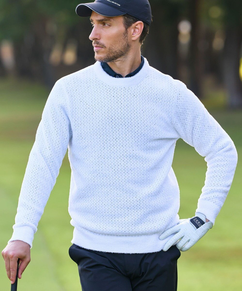 【ゼロハリバートン/ZERO HALLIBURTON / MEN】のクルーネックニット ZHG-M5A5 85119 インテリア・キッズ・メンズ・レディースファッション・服の通販 founy(ファニー) 　ファッション　Fashion　メンズファッション　Fashion for Men　トップス・カットソー　Cut & Sew Tops　ニット・セーター / 定番トップス　Knit Tops & Sweaters　新作・新入荷　New Arrivals / New In　シンプル　Simple, Minimal　セーター　Sweater, Knitwear　フェザーヤーン　Feather Yarn, Fluffy Yarn　メタリック　Metallic, Shiny Finish　エレガント 上品　Elegant　洗える　Machine Washable　A/W・秋冬　Autumn/Winter　軽量　Lightweight, Ultra Light　ホワイト|ID: prp329100004715607 ipo3291000000034069818