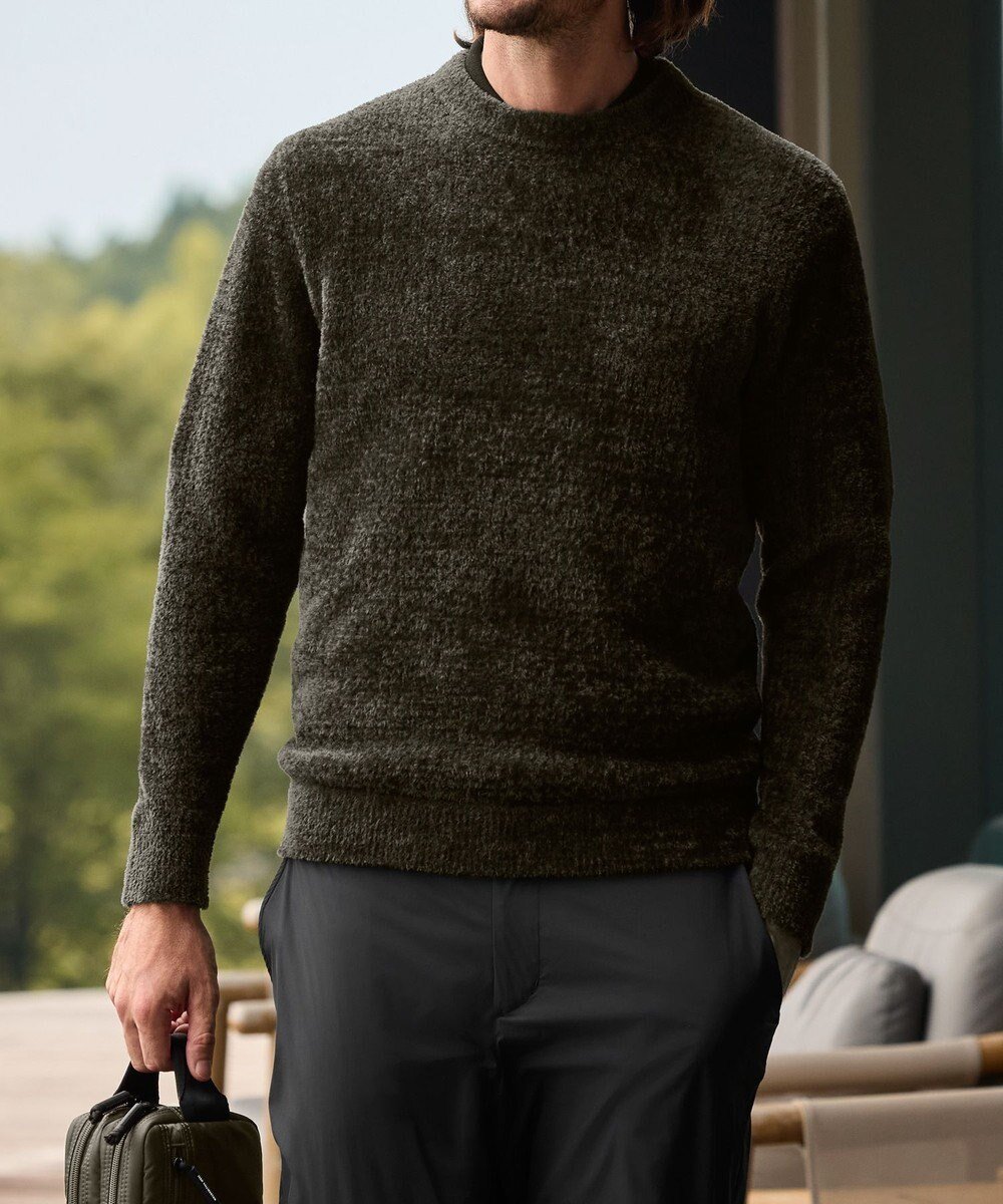 【ゼロハリバートン/ZERO HALLIBURTON / MEN】のクルーネックニット ZHG-M5A5 85119 インテリア・キッズ・メンズ・レディースファッション・服の通販 founy(ファニー) ファッション Fashion メンズファッション Fashion for Men トップス・カットソー Cut & Sew Tops ニット・セーター / 定番トップス Knit Tops & Sweaters シンプル Simple, Minimal セーター Sweater, Knitwear フェザーヤーン Feather Yarn, Fluffy Yarn メタリック Metallic, Shiny Finish エレガント 上品 Elegant 洗える Machine Washable A/W・秋冬 Autumn/Winter 軽量 Lightweight, Ultra Light カーキ|ID: prp329100004715607 ipo3291000000034242912