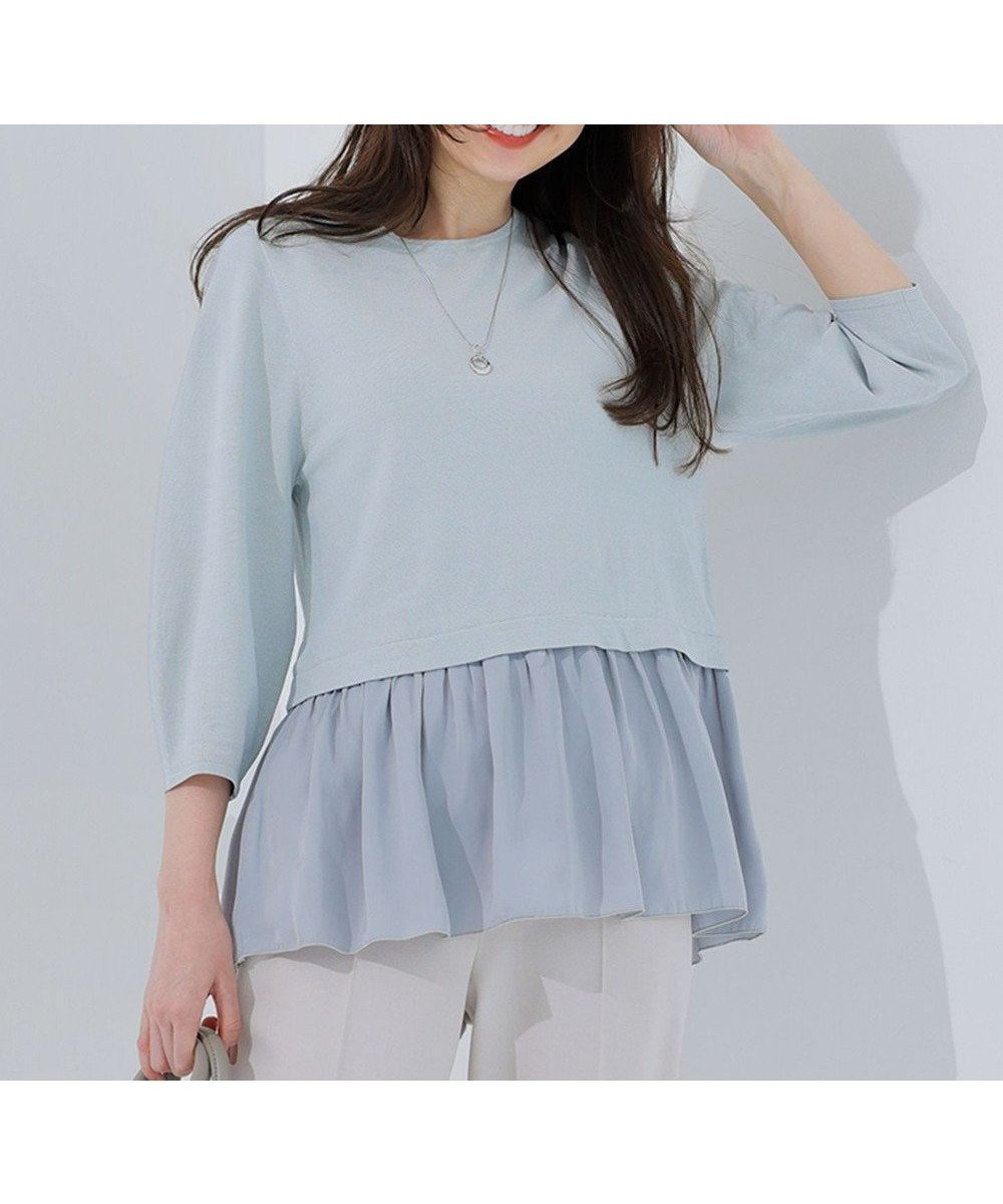 【エニィ スィス/any SiS】の【洗える】ファブリックコンビ ニット インテリア・キッズ・メンズ・レディースファッション・服の通販 founy(ファニー) ファッション Fashion レディースファッション Fashion for Women トップス・カットソー Cut & Sew Tops ニット Knit Tops & Sweaters おすすめ Recommended / Our Picks コンビ Combo, Combination Style シンプル Simple, Minimal セーター Sweater, Knitwear エレガント 上品 Elegant 洗える Machine Washable A/W・秋冬 Autumn/Winter ミント|ID: prp329100004715667 ipo3291000000034377709