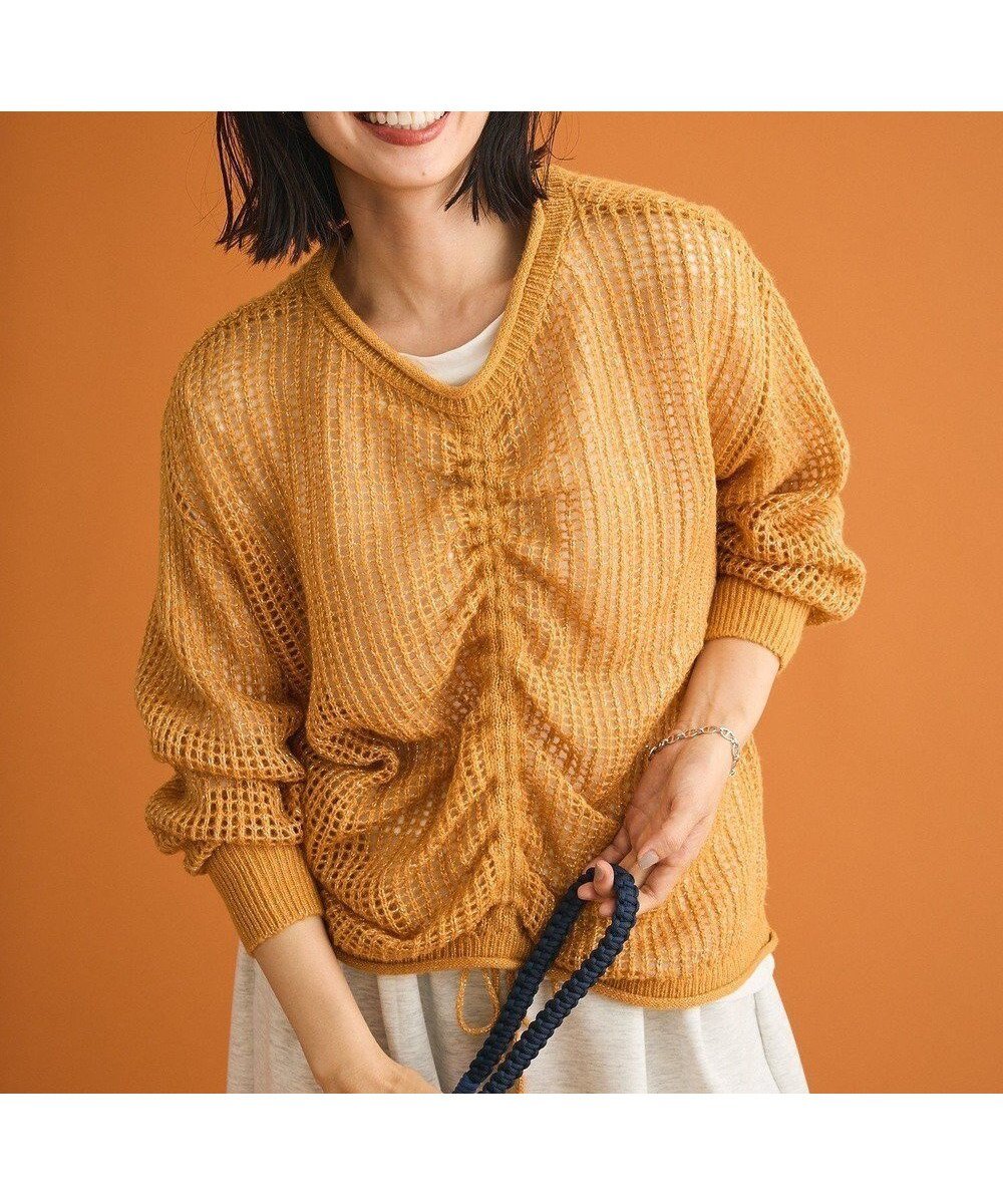 【グリーンパークス/Green Parks】のSET2点2wayシャーリングニット+インナー インテリア・キッズ・メンズ・レディースファッション・服の通販 founy(ファニー) 　ファッション　Fashion　レディースファッション　Fashion for Women　トップス・カットソー　Cut & Sew Tops　ニット　Knit Tops & Sweaters　インナー　Innerwear　シャーリング　Shirring, Ruched　センター　Center, Center Line　セーター　Sweater, Knitwear　ポケット　Pocket, Pocket Detail　A/W・秋冬　Autumn/Winter　Orange|ID: prp329100004715682 ipo3291000000036295758