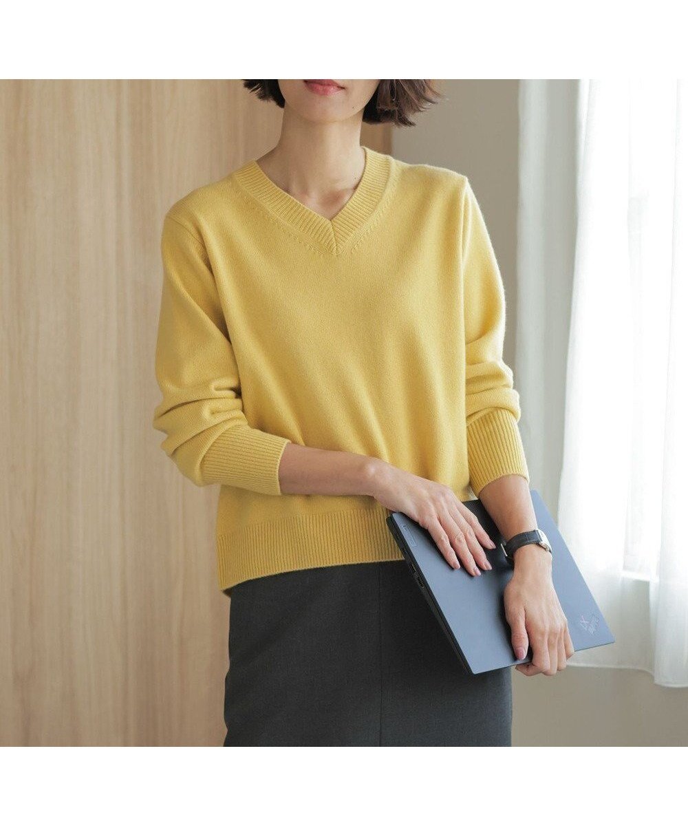 【ジェイ プレス/J.PRESS】のCASHBIT NEO Vネック ニット インテリア・キッズ・メンズ・レディースファッション・服の通販 founy(ファニー) 　ファッション　Fashion　レディースファッション　Fashion for Women　トップス・カットソー　Cut & Sew Tops　ニット　Knit Tops & Sweaters　Vネックトップス　V-Neck Tops / V-Cut Neckline Shirts　エレガント 上品　Elegant　シンプル　Simple, Minimal　セーター　Sweater, Knitwear　ベーシック　Basic, Essential　A/W・秋冬　Autumn/Winter　イエロー系|ID: prp329100004715707 ipo3291000000034545335