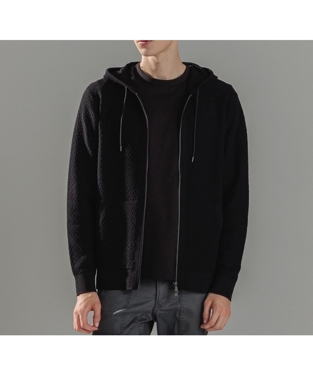 【ジョゼフ オム/JOSEPH HOMME / MEN】の【イージーケア】 ヴィスコースリンクス ジップアップニットフーディー インテリア・キッズ・メンズ・レディースファッション・服の通販 founy(ファニー) 　ファッション　Fashion　メンズファッション　Fashion for Men　トップス・カットソー　Cut & Sew Tops　ニット・セーター / 定番トップス　Knit Tops & Sweaters　インナー　Innerwear　ジャケット　Jacket, Outerwear　セーター　Sweater, Knitwear　パーカー　Hoodie, Parka　フロント　Front, Front Design　ベーシック　Basic, Essential　ポケット　Pocket, Pocket Detail　羽織　Haori, Light Jacket　メランジ　Melange, Mixed Yarn　ロング　Long, Long-Length　A/W・秋冬　Autumn/Winter　ブラック系|ID: prp329100004716657 ipo3291000000034347746