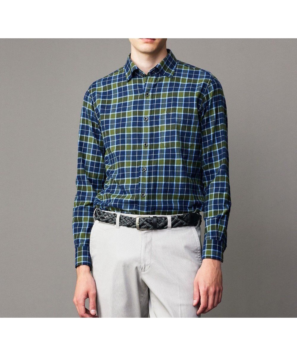 【ジョセフ アブード/JOSEPH ABBOUD / MEN】の【柔らか/暖かい】ファインブラッシュド ネル チェック シャツ インテリア・キッズ・メンズ・レディースファッション・服の通販 founy(ファニー) 　ファッション　Fashion　メンズファッション　Fashion for Men　トップス・カットソー　Cut & Sew Tops　メンズシャツ　Shirts　おすすめ　Recommended / Our Picks　インナー　Innerwear　チェック　Check, Plaid, Tartan　メランジ　Melange, Mixed Yarn　定番　Standard, Basic Item　A/W・秋冬　Autumn/Winter　羽織　Haori, Light Jacket　カーキ系4|ID: prp329100004716687 ipo3291000000034079459