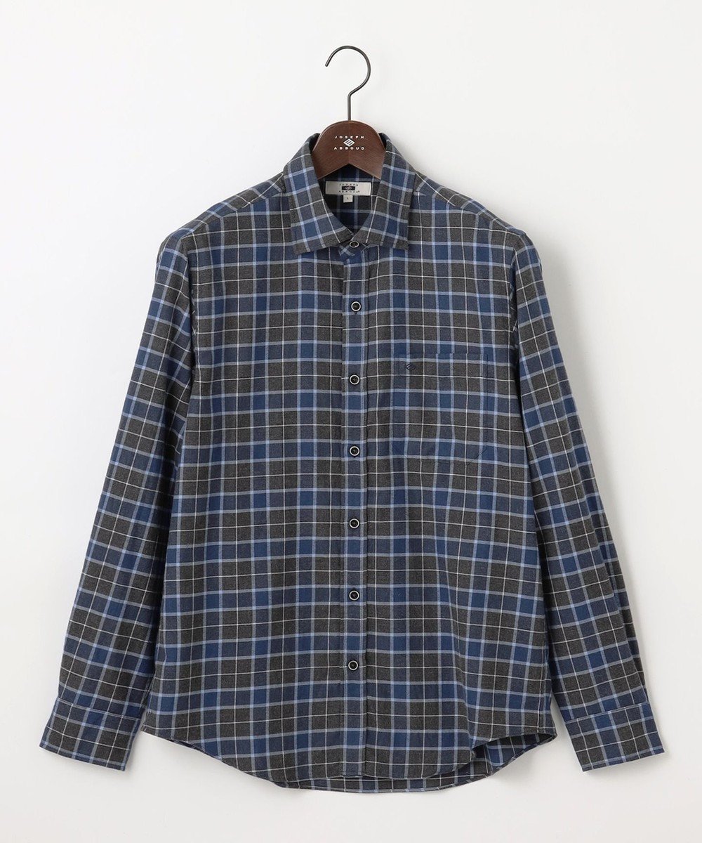 【ジョセフ アブード/JOSEPH ABBOUD / MEN】の【柔らか/暖かい】ファインブラッシュド ネル チェック シャツ インテリア・キッズ・メンズ・レディースファッション・服の通販 founy(ファニー) 　ファッション　Fashion　メンズファッション　Fashion for Men　トップス・カットソー　Cut & Sew Tops　メンズシャツ　Shirts　おすすめ　Recommended / Our Picks　インナー　Innerwear　チェック　Check, Plaid, Tartan　メランジ　Melange, Mixed Yarn　定番　Standard, Basic Item　A/W・秋冬　Autumn/Winter　羽織　Haori, Light Jacket　ネイビー系4|ID: prp329100004716687 ipo3291000000035824508