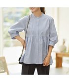 【組曲/KUMIKYOKU】の【WEB限定】コンパクトシャーティング ペプラムブラウス 人気、トレンドファッション・服の通販 founy(ファニー) ファッション Fashion レディースファッション Fashion for Women トップス・カットソー Cut & Sew Tops シャツ・ブラウス・オフィスカジュアル Elegant Blouses & Button-Ups コンパクト Compact, Small Size シンプル Simple, Minimal スリーブ Sleeve, Long Sleeve / Short Sleeve チュニック Tunic, Long Top デニム Denim, Jeans Material フレア Flare, Flared ペプラム Peplum, Flared Hem エレガント 上品 Elegant A/W・秋冬 Autumn/Winter thumbnail ブルーストライプ系1|ID: prp329100004716764 ipo3291000000034079807