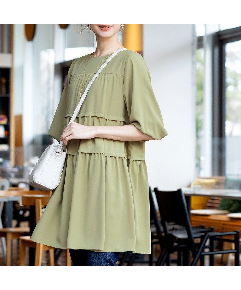 【ティアクラッセ/Tiaclasse】の【洗える】ティアードチュニックブラウス インテリア・キッズ・メンズ・レディースファッション・服の通販 founy(ファニー) ファッション Fashion レディースファッション Fashion for Women トップス・カットソー Cut & Sew Tops シャツ・ブラウス・オフィスカジュアル Elegant Blouses & Button-Ups とろみ Fluid, Flowy Fabric ウォッシャブル Machine Washable カーディガン Cardigan, Knitwear チュニック Tunic, Long Top ポケット Pocket, Pocket Detail ロング Long, Long-Length 再入荷 Restock / Back in Stock 冬 Winter / This Winter 夏 Summer 新作・新入荷 New Arrivals / New In 春 Spring S/S・春夏 SS, Spring/Summer, Warm Season 洗える Machine Washable 秋 Autumn 長袖 Long Sleeve, Full Sleeve ライトカーキ|ID: prp329100004716796 ipo3291000000034398545