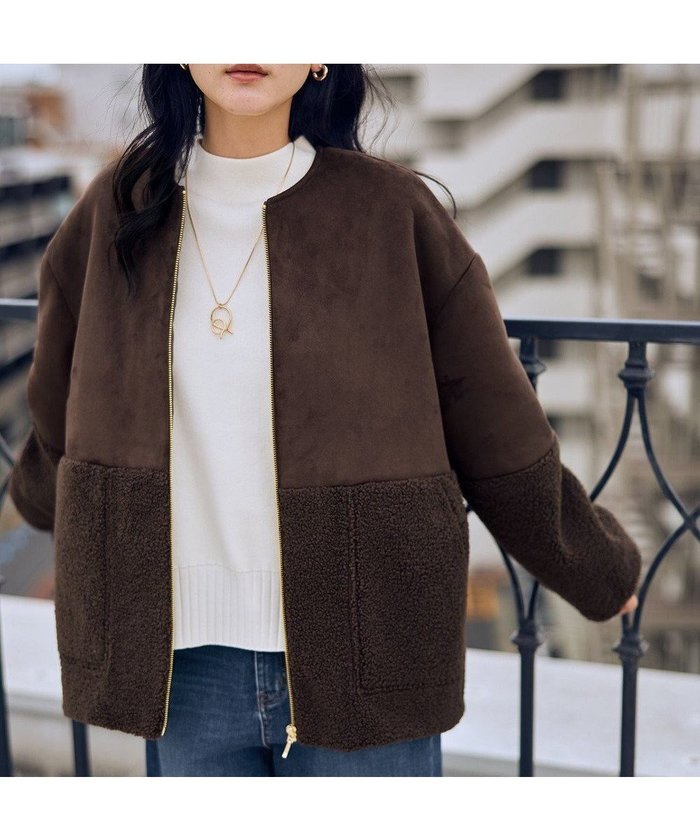 【エニー/ANY】のスエードボアコンビブルゾン インテリア・キッズ・メンズ・レディースファッション・服の通販 founy(ファニー) https://founy.com/ ファッション Fashion レディースファッション Fashion for Women アウター Coat / Outerwear Collection レディースジャケット・軽アウター Jackets ブルゾンジャケット・スポーティアウター Blouson Jackets インナー Innerwear コンパクト Compact, Small Size ジャケット Jacket, Outerwear ストール Stole, Wrap フォルム Silhouette, Form ブルゾン Blouson, Bomber Jacket ボトム Bottoms, Lower Wear ボンディング Bonding, Bonded Fabric マフラー Scarf, Muffler 冬 Winter / This Winter 楽ちん Easy Fit, Comfortable 洗える Machine Washable A/W・秋冬 Autumn/Winter |ID: prp329100004716831 ipo3291000000034496777