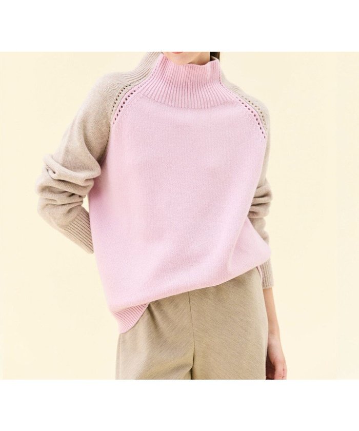 【ベイジ,/BEIGE,】のRULE / ウールカシミヤバイカラーハイネックニット インテリア・キッズ・メンズ・レディースファッション・服の通販 founy(ファニー) https://founy.com/ ファッション Fashion レディースファッション Fashion for Women トップス・カットソー Cut & Sew Tops ニット Knit Tops & Sweaters アイレット Eyelet Lace セーター Sweater, Knitwear リラックス Relax, Relaxed Fit ワイド Wide, Wide Fit A/W・秋冬 Autumn/Winter |ID: prp329100004716835 ipo3291000000034080289