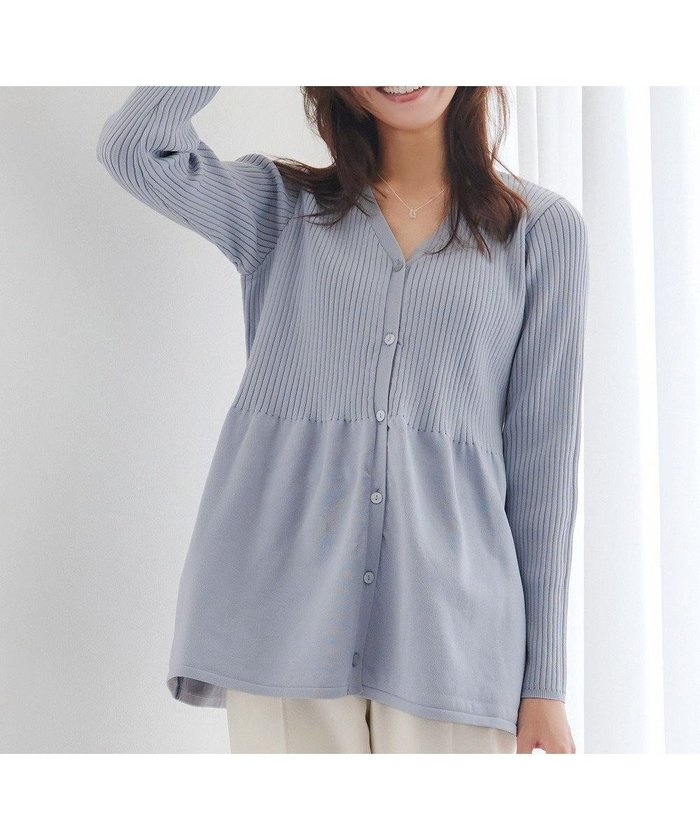 【ティアクラッセ/Tiaclasse】の【洗える】リブ切替フレアカーディガン インテリア・キッズ・メンズ・レディースファッション・服の通販 founy(ファニー) https://founy.com/ ファッション Fashion レディースファッション Fashion for Women トップス・カットソー Cut & Sew Tops カーディガン・羽織り Layered Style Cardigans 春 Spring 洗える Machine Washable 秋 Autumn カットソー Cut and Sewn Top カーディガン Cardigan, Knitwear 切替 Switching, Contrast Panel トレンド Trend, Trending Now フィット Fit, Slim Fit フェミニン Feminine, Girly フレア Flare, Flared ポケット Pocket, Pocket Detail リブニット Rib Knit, Ribbed Knit ロング Long, Long-Length 冬 Winter / This Winter A/W・秋冬 Autumn/Winter エレガント 上品 Elegant |ID: prp329100004716838 ipo3291000000035798582