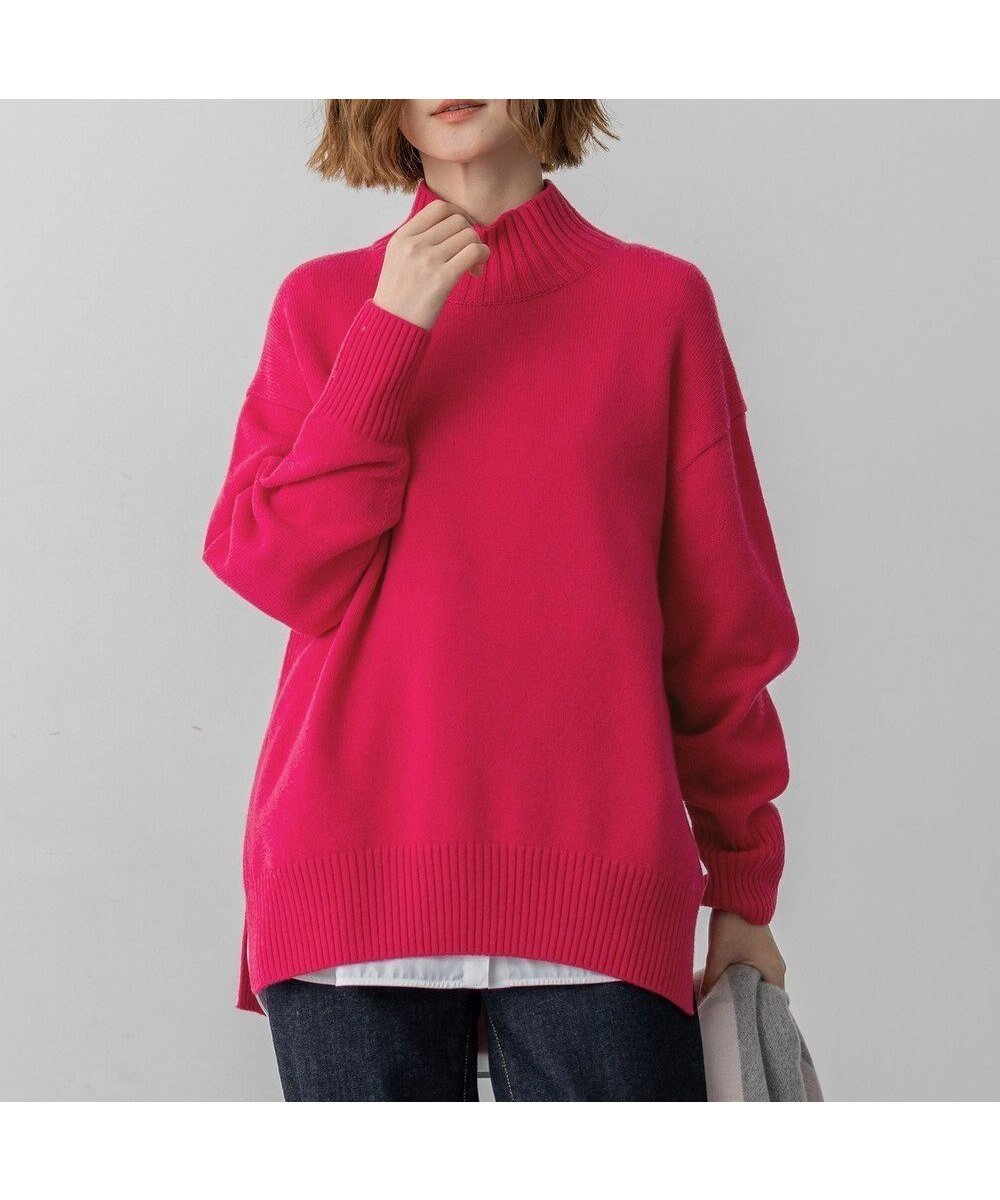 【23区/NIJYUSANKU】の【洗える】カシミヤブレンド ハイネック ニット インテリア・キッズ・メンズ・レディースファッション・服の通販 founy(ファニー) 　ファッション　Fashion　レディースファッション　Fashion for Women　トップス・カットソー　Cut & Sew Tops　ニット　Knit Tops & Sweaters　イタリア　Italy　洗える　Machine Washable　シンプル　Simple, Minimal　スリット　Slit, Slit Detail　セーター　Sweater, Knitwear　ハイネック　High Neck, Mock Neck　フロント　Front, Front Design　ラウンド　Round, Round Neck　A/W・秋冬　Autumn/Winter　冬　Winter / This Winter　新作・新入荷　New Arrivals / New In　エレガント 上品　Elegant　2025年　2025　2025-2026秋冬・A/W　Autumn/Winter 2025–26 AW25–26　マゼンタ系|ID: prp329100004716854 ipo3291000000034080376