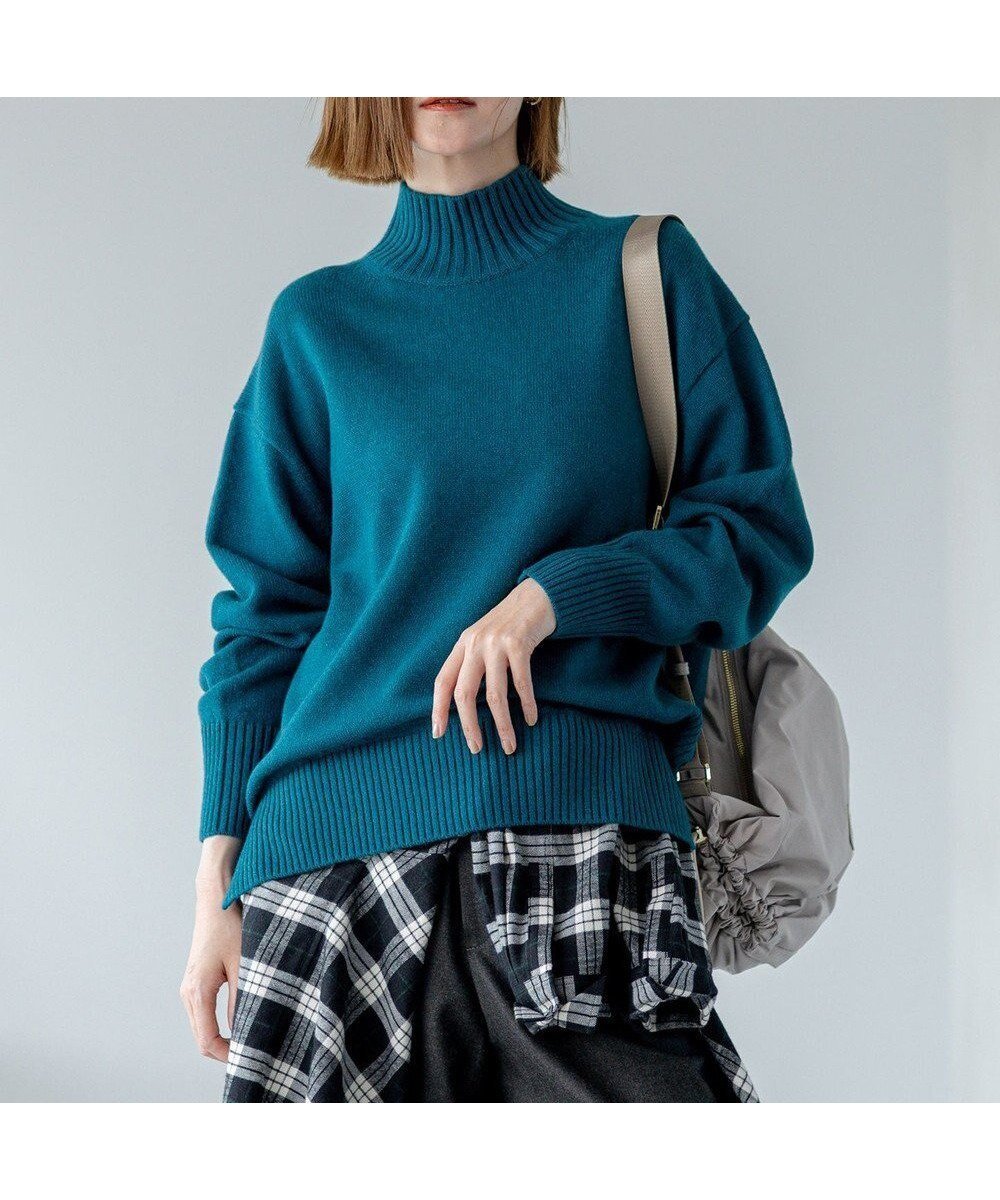 【23区/NIJYUSANKU】の【洗える】カシミヤブレンド ハイネック ニット インテリア・キッズ・メンズ・レディースファッション・服の通販 founy(ファニー) 　ファッション　Fashion　レディースファッション　Fashion for Women　トップス・カットソー　Cut & Sew Tops　ニット　Knit Tops & Sweaters　イタリア　Italy　洗える　Machine Washable　シンプル　Simple, Minimal　スリット　Slit, Slit Detail　セーター　Sweater, Knitwear　ハイネック　High Neck, Mock Neck　フロント　Front, Front Design　ラウンド　Round, Round Neck　A/W・秋冬　Autumn/Winter　冬　Winter / This Winter　新作・新入荷　New Arrivals / New In　エレガント 上品　Elegant　2025年　2025　2025-2026秋冬・A/W　Autumn/Winter 2025–26 AW25–26　ピーコックグリーン系|ID: prp329100004716854 ipo3291000000034080378