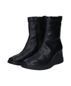 【インター ショシュール/INTER-CHAUSSURES】の【BUSSOLA】撥水スクエアトゥウェッジヒールブーツ ブラック|ID: prp329100004716859 ipo3291000000034080400