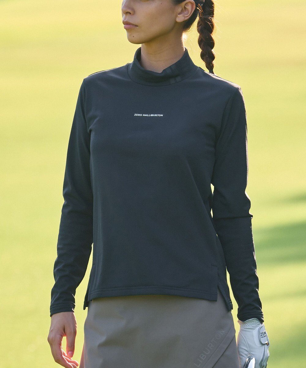 【ゼロハリバートン/ZERO HALLIBURTON】の【吸水速乾・保温】 Octa モックネックトップス ZHG-W5A6b 85144 インテリア・キッズ・メンズ・レディースファッション・服の通販 founy(ファニー) 　ファッション　Fashion　レディースファッション　Fashion for Women　トップス・カットソー　Cut & Sew Tops　シャツ・ブラウス・オフィスカジュアル　Elegant Blouses & Button-Ups　ロングTシャツ・Tシャツ　Longline T-Shirts & Tees　カットソー・ベーシックTシャツ　Cut-and-Sewn Tops / Stretch Tees & Basics　カットソー　Cut and Sewn Top　コンパクト　Compact, Small Size　シンプル　Simple, Minimal　プリント　Print, Printed Pattern　吸水　Absorbent, Quick-Dry　A/W・秋冬　Autumn/Winter　軽量　Lightweight, Ultra Light　長袖　Long Sleeve, Full Sleeve　ブラック|ID: prp329100004716900 ipo3291000000034080514