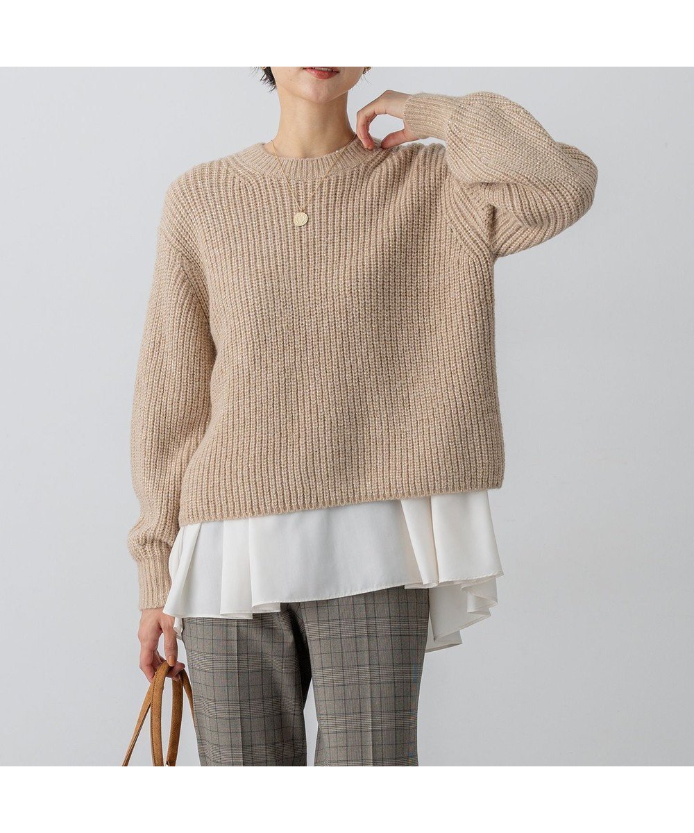 【23区/NIJYUSANKU】の【洗える】スパンコールバルキー クロップド ニット インテリア・キッズ・メンズ・レディースファッション・服の通販 founy(ファニー) 　ファッション　Fashion　レディースファッション　Fashion for Women　トップス・カットソー　Cut & Sew Tops　ニット　Knit Tops & Sweaters　イタリア　Italy　インナー　Innerwear　洗える　Machine Washable　畦　Ribbed Knit　クロップド　Cropped, Short Length　スパンコール　Sequins, Sequin Embellishment　スラックス　Slacks, Dress Pants　スリーブ　Sleeve, Long Sleeve / Short Sleeve　セーター　Sweater, Knitwear　デニム　Denim, Jeans Material　なめらか　Smooth, Silky Texture　バランス　Balance, Style Balance　冬　Winter / This Winter　A/W・秋冬　Autumn/Winter　おすすめ　Recommended / Our Picks　エレガント 上品　Elegant　2025年　2025　2025-2026秋冬・A/W　Autumn/Winter 2025–26 AW25–26　ベージュ系|ID: prp329100004716914 ipo3291000000034189673