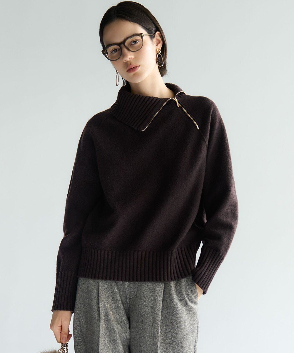 【23区/NIJYUSANKU】の【先行予約】ボイルドウールコンビ ジップ タートルニット 人気、トレンドファッション・服の通販 founy(ファニー) 　ファッション　Fashion　レディースファッション　Fashion for Women　トップス・カットソー　Cut & Sew Tops　ニット　Knit Tops & Sweaters　インナー　Innerwear　シンプル　Simple, Minimal　ジップ　Zip, Zipper　セーター　Sweater, Knitwear　タートル　Turtleneck, Turtle Collar　チュニック　Tunic, Long Top　デニム　Denim, Jeans Material　定番　Standard, Basic Item　なめらか　Smooth, Silky Texture　フェルト　Felt, Felt Fabric　ワイド　Wide, Wide Fit　A/W・秋冬　Autumn/Winter　冬　Winter / This Winter　新作・新入荷　New Arrivals / New In　エレガント 上品　Elegant　2025年　2025　2025-2026秋冬・A/W　Autumn/Winter 2025–26 AW25–26　 other-1|ID: prp329100004716916 ipo3291000000034080575