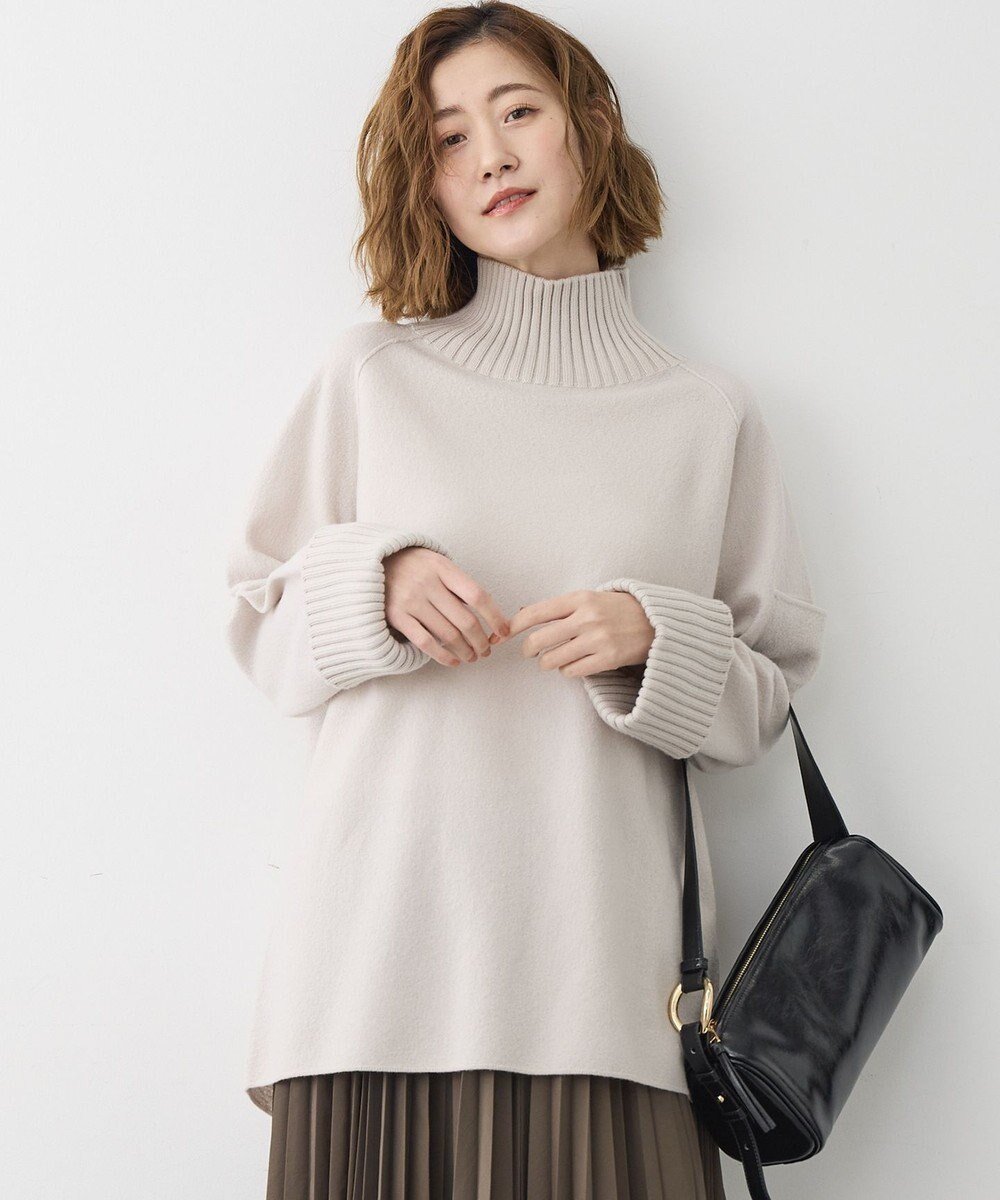 【23区/NIJYUSANKU】の【新色追加】ボイルドウールコンビニット チュニック インテリア・キッズ・メンズ・レディースファッション・服の通販 founy(ファニー) 　ファッション　Fashion　レディースファッション　Fashion for Women　トップス・カットソー　Cut & Sew Tops　ニット　Knit Tops & Sweaters　ジップ　Zip, Zipper　セーター　Sweater, Knitwear　タートル　Turtleneck, Turtle Collar　チュニック　Tunic, Long Top　ドレープ　Drape, Draping Fabric　定番　Standard, Basic Item　なめらか　Smooth, Silky Texture　フェルト　Felt, Felt Fabric　ポケット　Pocket, Pocket Detail　リラックス　Relax, Relaxed Fit　レギンス　Leggings, Stretch Pants　ロング　Long, Long-Length　A/W・秋冬　Autumn/Winter　冬　Winter / This Winter　おすすめ　Recommended / Our Picks　エレガント 上品　Elegant　2025年　2025　2025-2026秋冬・A/W　Autumn/Winter 2025–26 AW25–26　ベージュ系|ID: prp329100004716917 ipo3291000000034367932