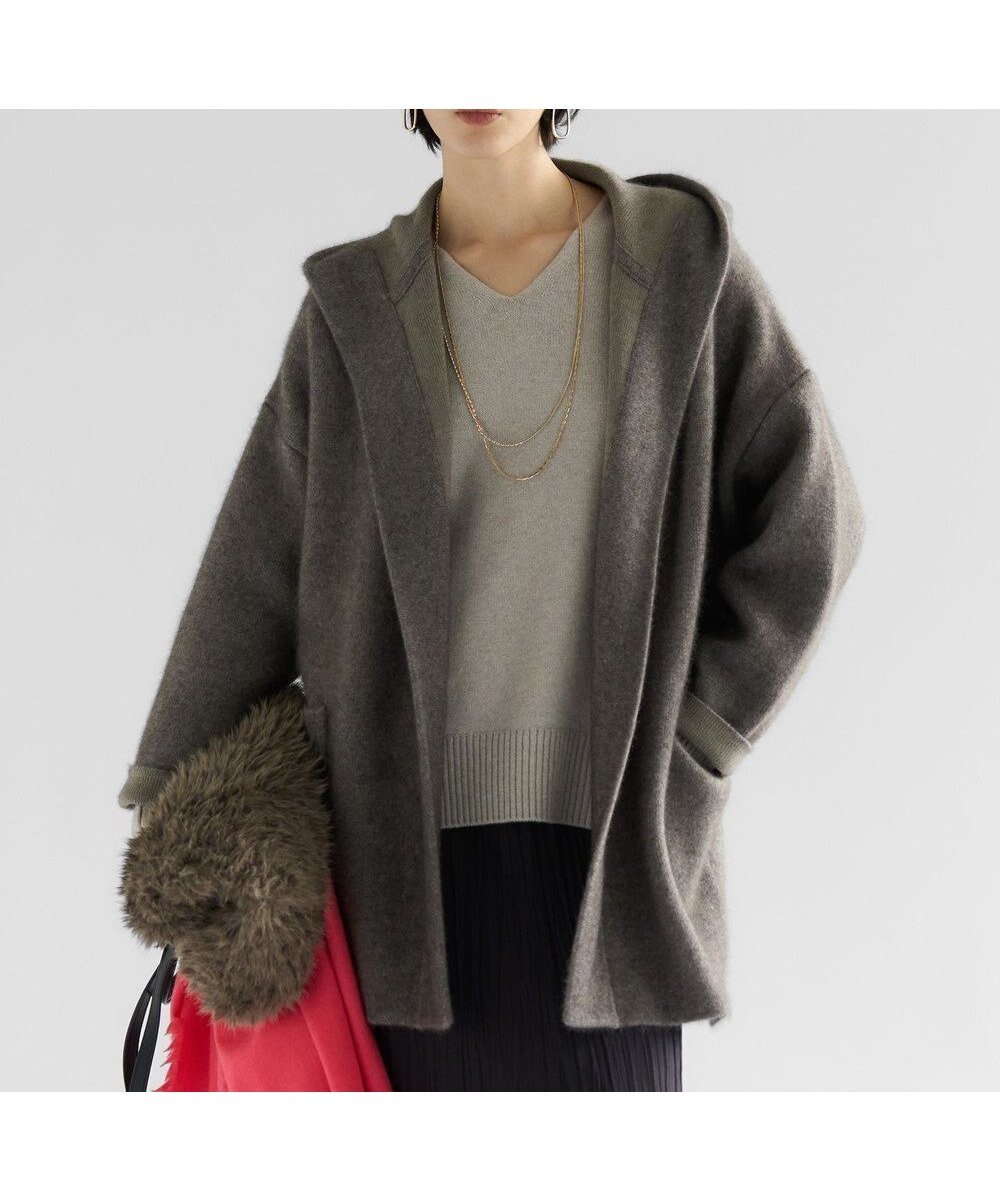 【23区/NIJYUSANKU】の【洗える】ラクーンブレンドダブルフェイス フーディー ニットカーディガン インテリア・キッズ・メンズ・レディースファッション・服の通販 founy(ファニー) 　ファッション　Fashion　レディースファッション　Fashion for Women　インナー　Innerwear　洗える　Machine Washable　カーディガン　Cardigan, Knitwear　キルト　Quilt, Quilted Fabric　コーディガン　Coatigan, Knit Coat　シンプル　Simple, Minimal　ジャケット　Jacket, Outerwear　ダブル　Double, Double-Breasted　フェイス　Face, Facial Design　フロント　Front, Front Design　A/W・秋冬　Autumn/Winter　冬　Winter / This Winter　エレガント 上品　Elegant　2025年　2025　2025-2026秋冬・A/W　Autumn/Winter 2025–26 AW25–26　ブラウン系|ID: prp329100004716918 ipo3291000000034269866