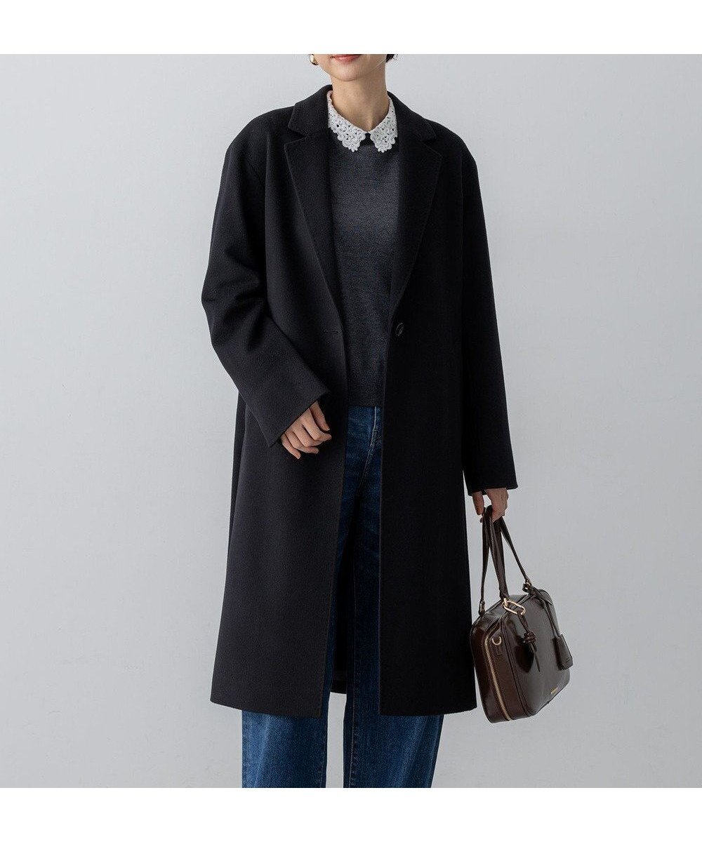 【23区/NIJYUSANKU】の【先行予約】ウールカシミヤビーバー チェスター コート インテリア・キッズ・メンズ・レディースファッション・服の通販 founy(ファニー) 　ファッション　Fashion　レディースファッション　Fashion for Women　アウター　Coat / Outerwear Collection　コート・ロングコート・ピーコート　Long Coats, Peacoats & More　レディースジャケット・軽アウター　Jackets　チェスターコート・ロング丈アウター　Chester Coats / Chesterfield Long Coats　カッティング　Cutting Detail　シンプル　Simple, Minimal　ジャケット　Jacket, Outerwear　スタイリッシュ　Stylish, Fashionable　スタンド　Stand Collar, Upright Stand　ストール　Stole, Wrap　チェスター　Chester, Chester Coat　チェスターコート　Chester Coat, Long Coat　なめらか　Smooth, Silky Texture　マフラー　Scarf, Muffler　A/W・秋冬　Autumn/Winter　冬　Winter / This Winter　新作・新入荷　New Arrivals / New In　エレガント 上品　Elegant　2025年　2025　2025-2026秋冬・A/W　Autumn/Winter 2025–26 AW25–26　ブラック系|ID: prp329100004716925 ipo3291000000034080610
