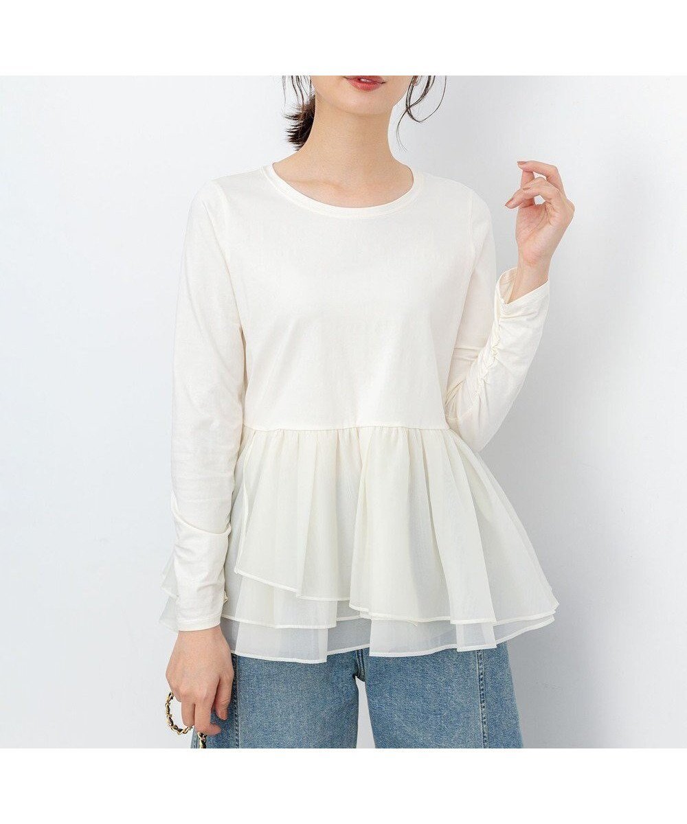 【組曲/KUMIKYOKU】のオーガンジーコンビ ロングTシャツ インテリア・キッズ・メンズ・レディースファッション・服の通販 founy(ファニー) ファッション Fashion レディースファッション Fashion for Women トップス・カットソー Cut & Sew Tops シャツ・ブラウス・オフィスカジュアル Elegant Blouses & Button-Ups ロングTシャツ・Tシャツ Longline T-Shirts & Tees カットソー・ベーシックTシャツ Cut-and-Sewn Tops / Stretch Tees & Basics オーガンジー Organza Fabric カットソー Cut and Sewn Top コンビ Combo, Combination Style ストレッチ Stretch, Stretchy Fabric チュール Tulip, Tulip Motif トレンド Trend, Trending Now ロング Long, Long-Length A/W・秋冬 Autumn/Winter S/S・春夏 SS, Spring/Summer, Warm Season おすすめ Recommended / Our Picks 夏 Summer エレガント 上品 Elegant ホワイト系|ID: prp329100004716930 ipo3291000000034169389