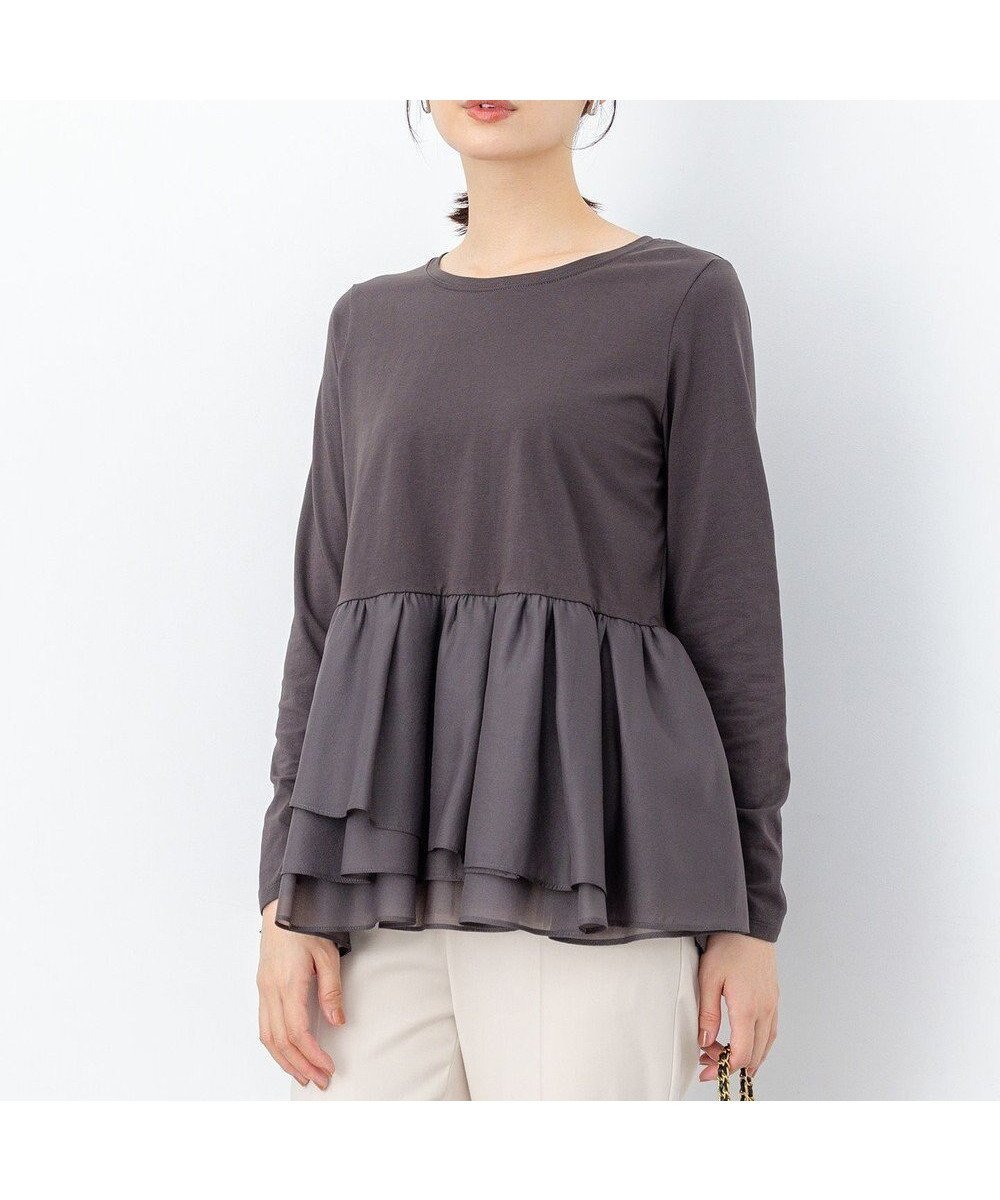 【組曲/KUMIKYOKU】のオーガンジーコンビ ロングTシャツ インテリア・キッズ・メンズ・レディースファッション・服の通販 founy(ファニー) ファッション Fashion レディースファッション Fashion for Women トップス・カットソー Cut & Sew Tops シャツ・ブラウス・オフィスカジュアル Elegant Blouses & Button-Ups ロングTシャツ・Tシャツ Longline T-Shirts & Tees カットソー・ベーシックTシャツ Cut-and-Sewn Tops / Stretch Tees & Basics オーガンジー Organza Fabric カットソー Cut and Sewn Top コンビ Combo, Combination Style ストレッチ Stretch, Stretchy Fabric チュール Tulip, Tulip Motif トレンド Trend, Trending Now ロング Long, Long-Length A/W・秋冬 Autumn/Winter S/S・春夏 SS, Spring/Summer, Warm Season おすすめ Recommended / Our Picks 夏 Summer エレガント 上品 Elegant グレー系|ID: prp329100004716930 ipo3291000000034212519